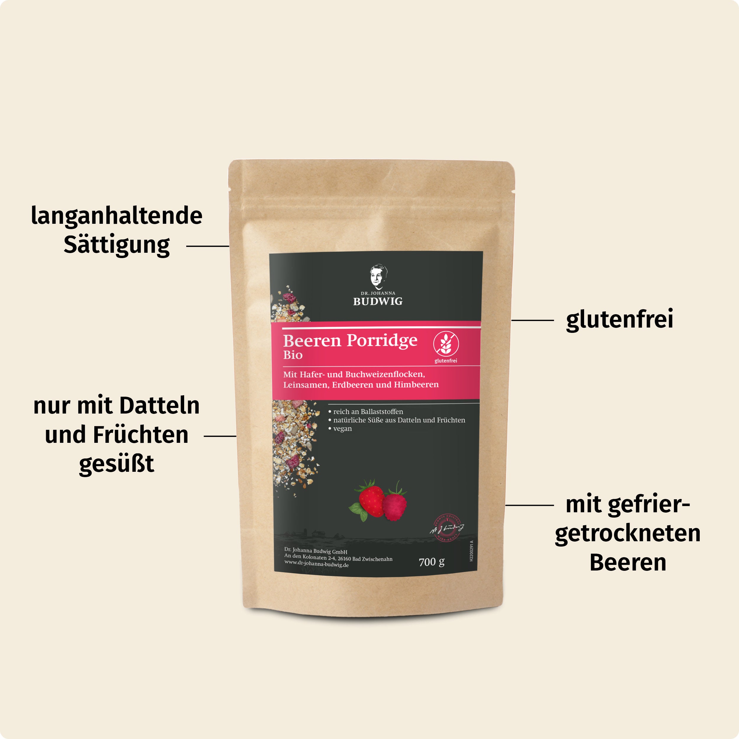 Dr. Johanna Budwig Jessis Family Paket Beeren Porridge Family-Set