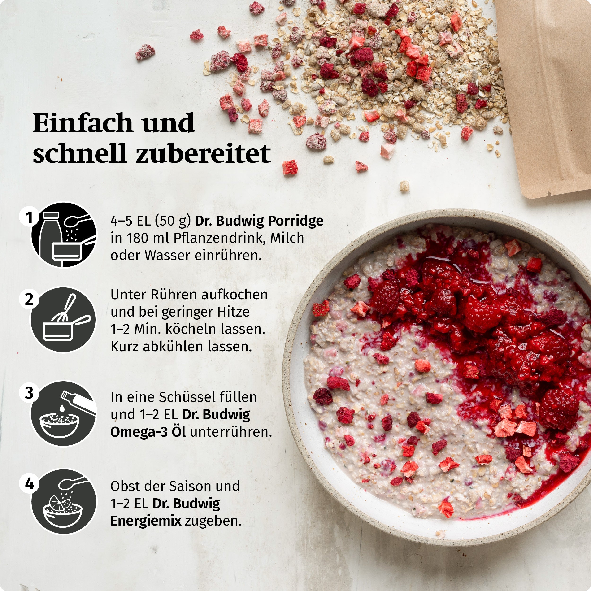 Dr. Johanna Budwig Jessis Family Paket Beeren Porridge Family-Set