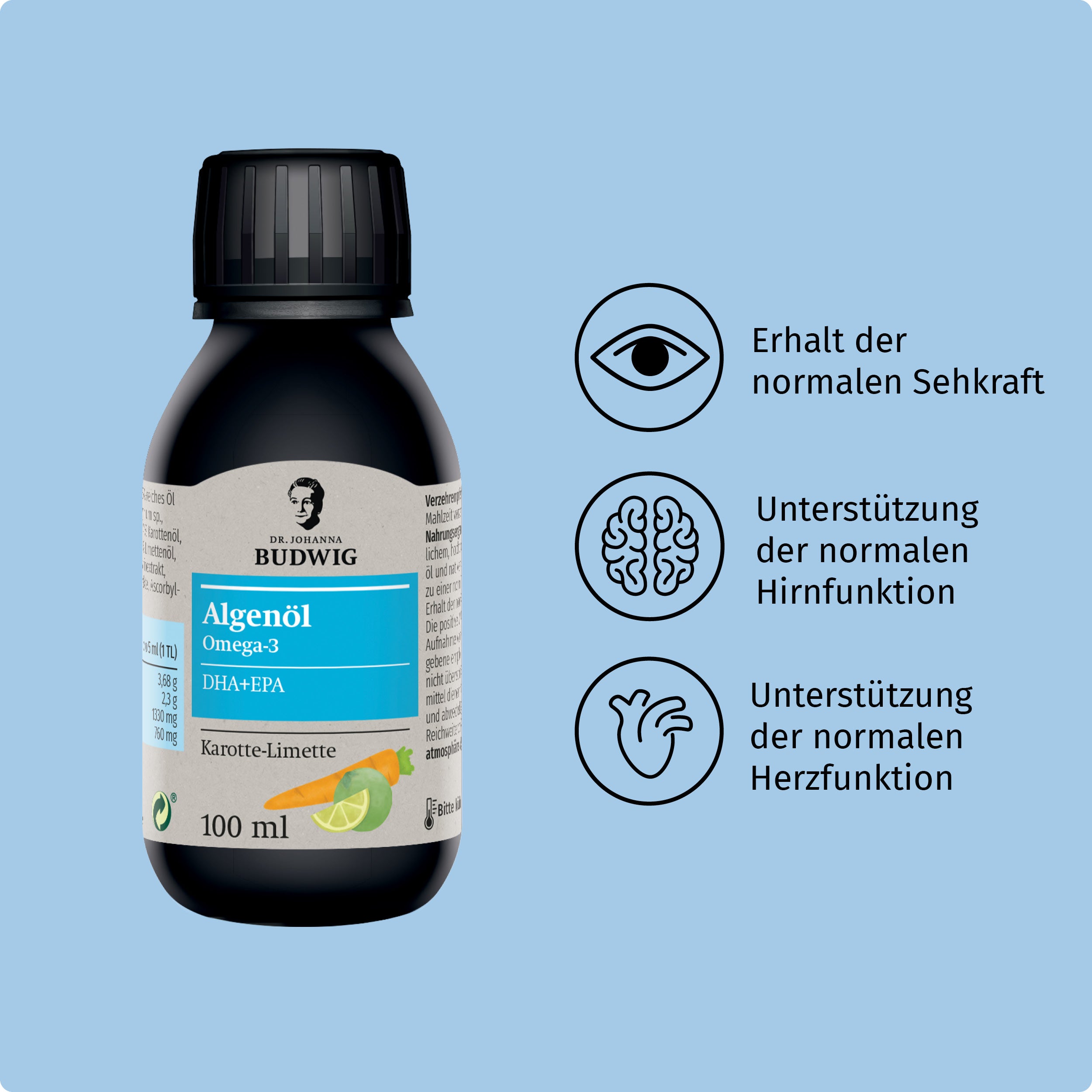 Dr. Johanna Budwig Omega-3 Algenöl Karotte-Limette DHA