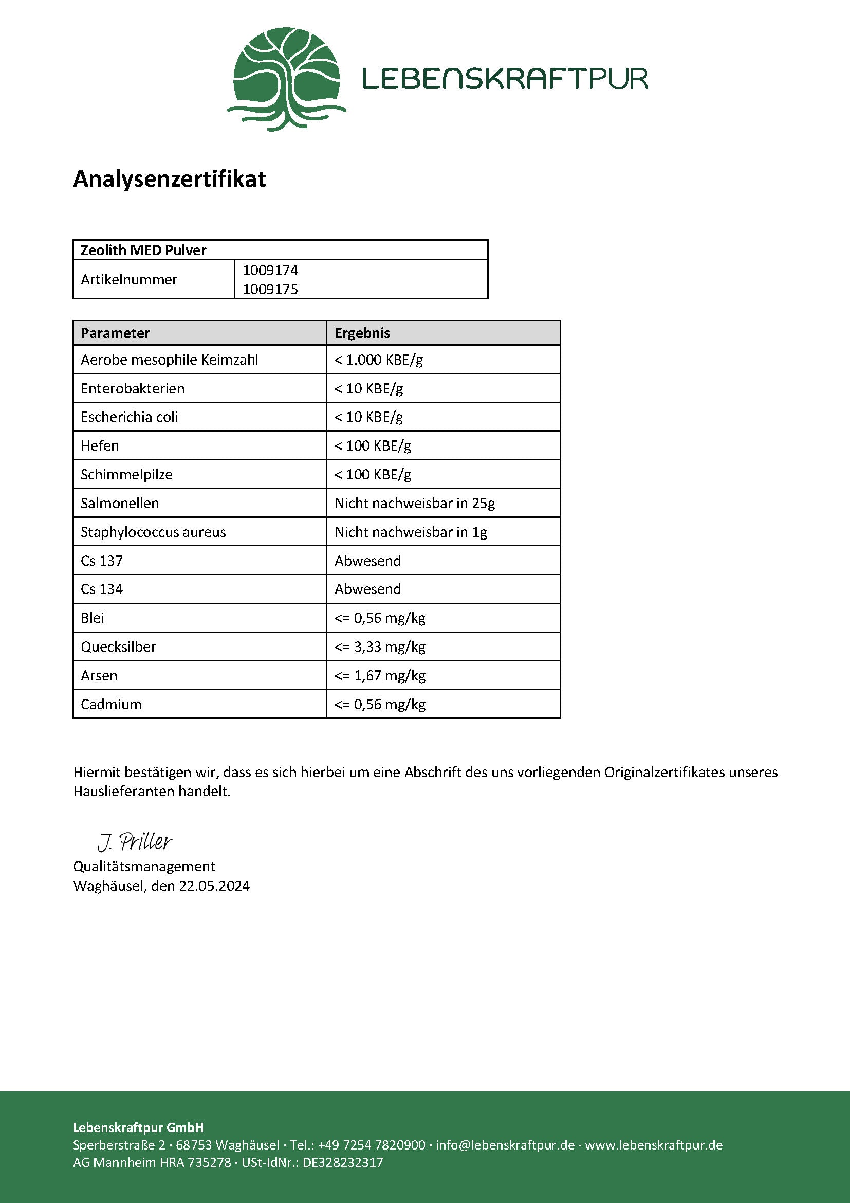 LebenskraftPur Zeolith MED Pulver 200 g Klinoptilolith
