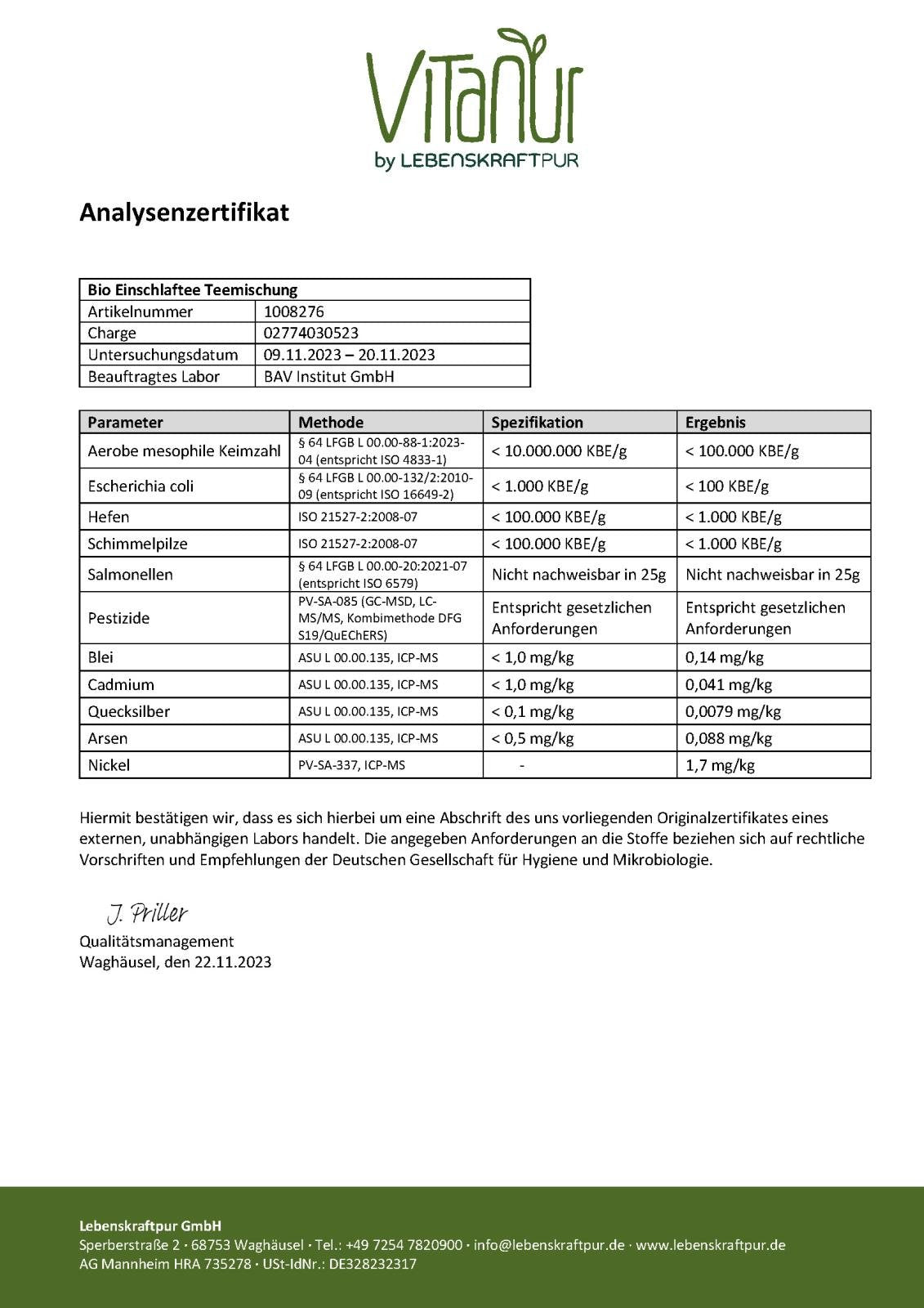 LebenskraftPur Superfood Bio Einschlaftee Teemischung Kräuter
