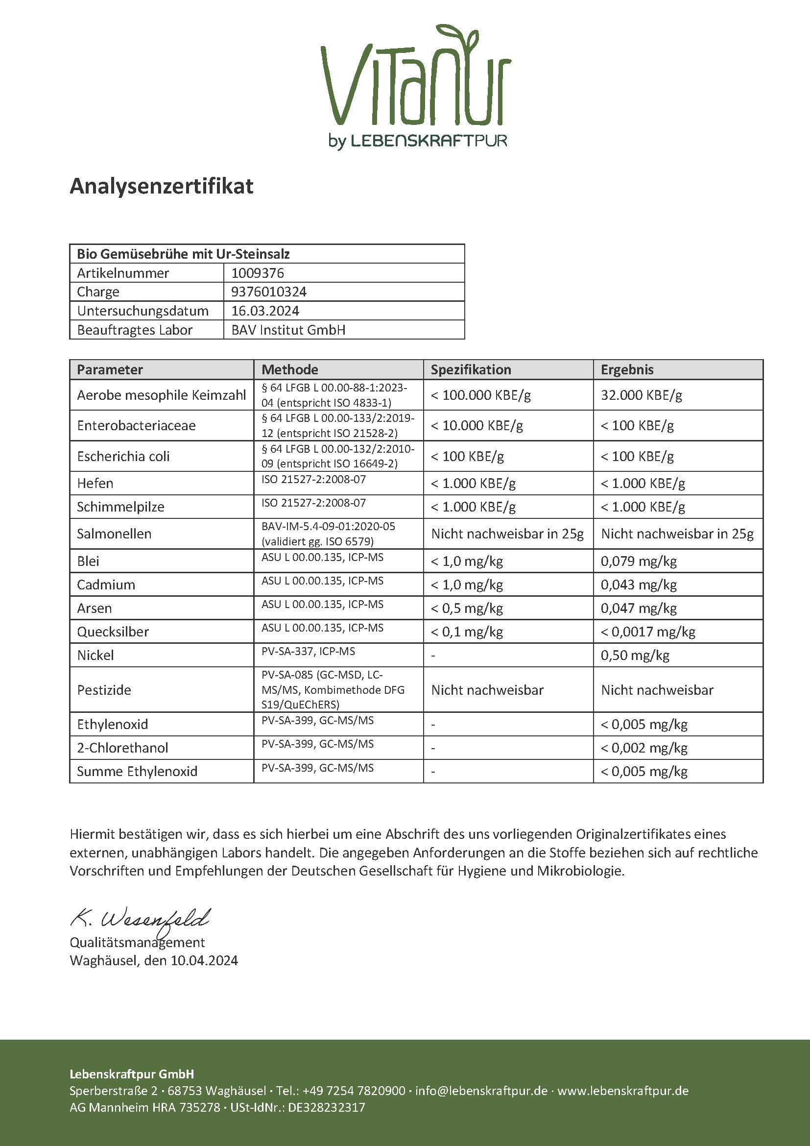 LebenskraftPur Superfood Bio Gemüsebrühe Pulver vegan Ur-Steinsalz