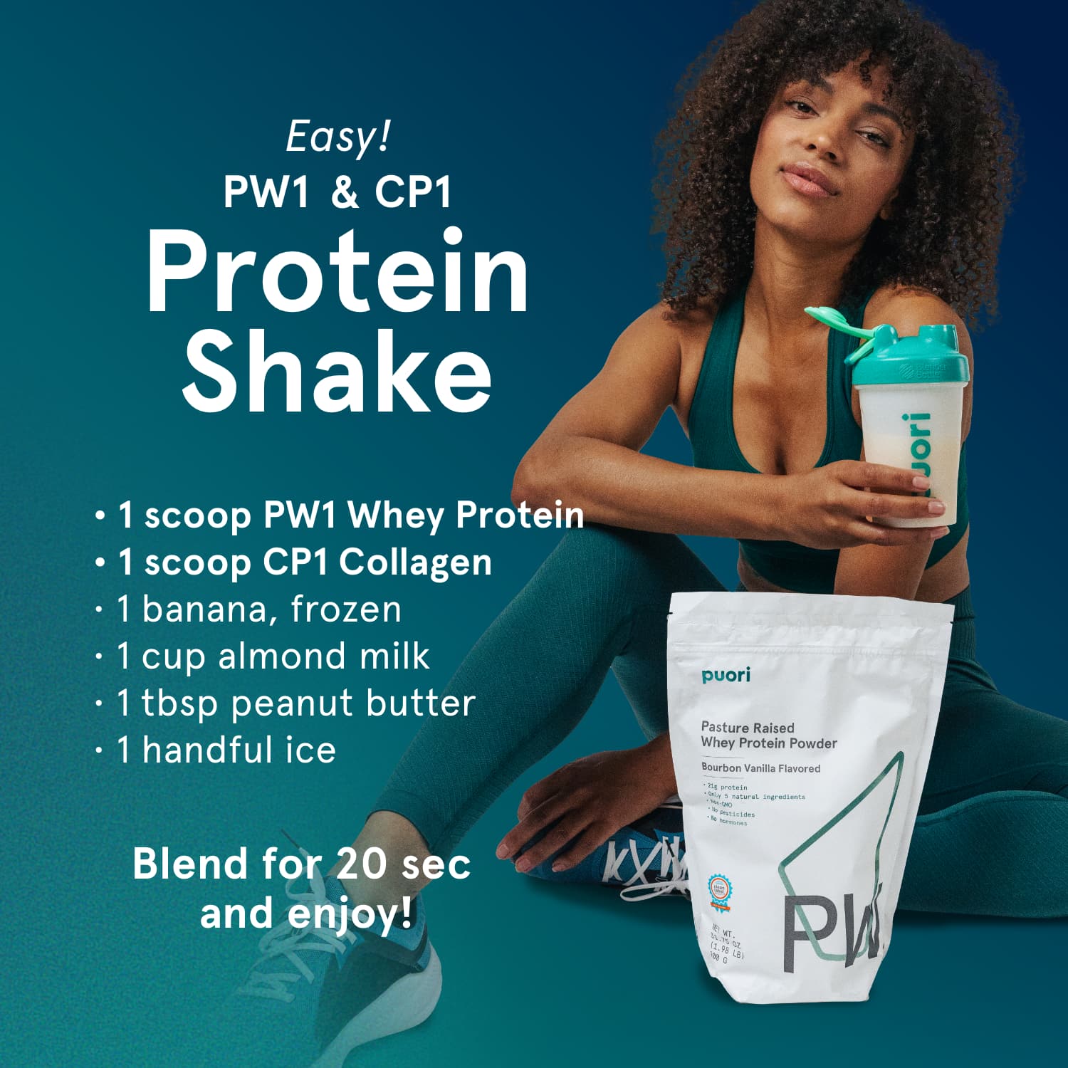 Puori PW1 Whey Protein Bourbon Vanille Regular 21g