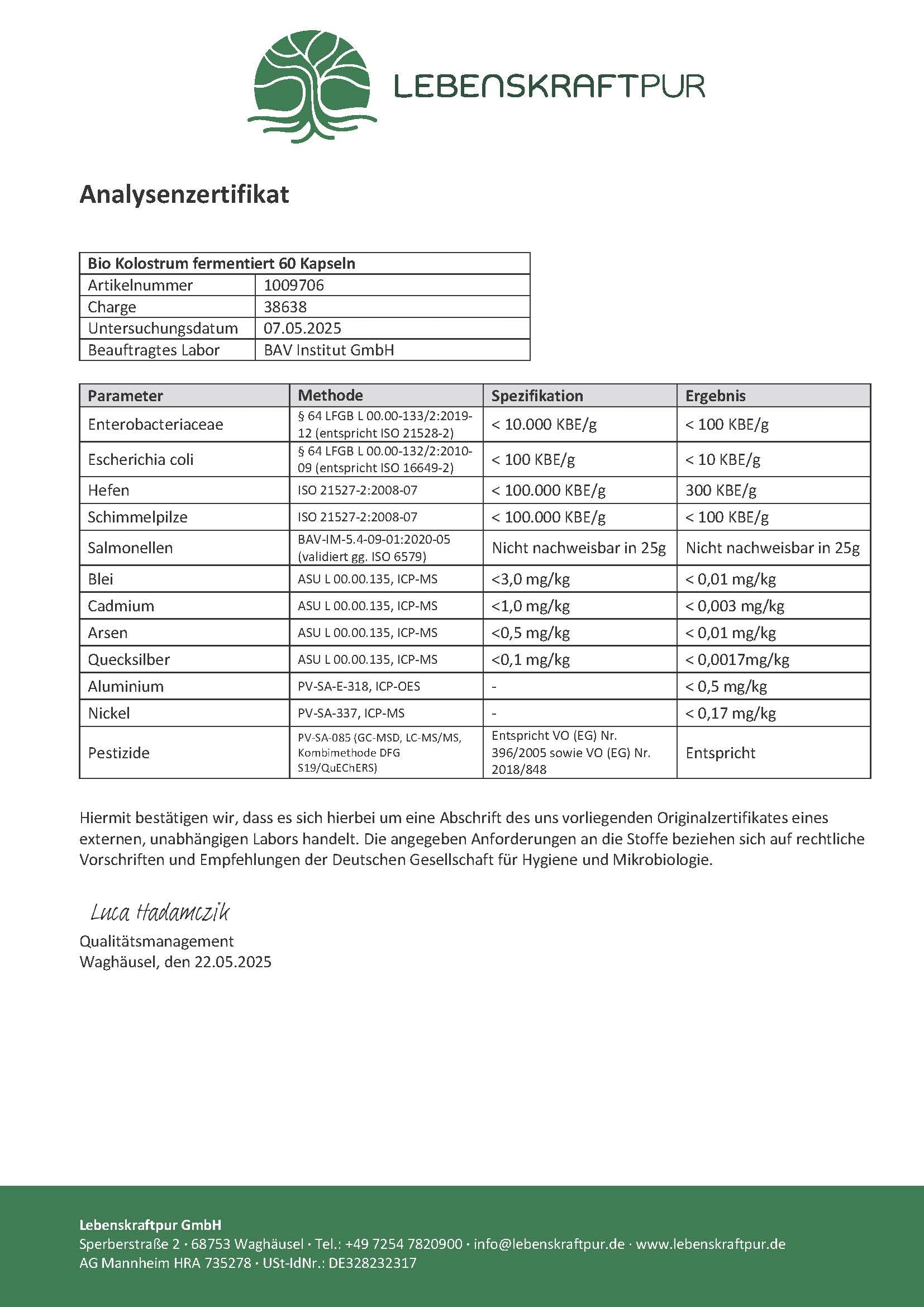 LebenskraftPur Bio Kolostrum Fermentiert Kapseln Weide IgG