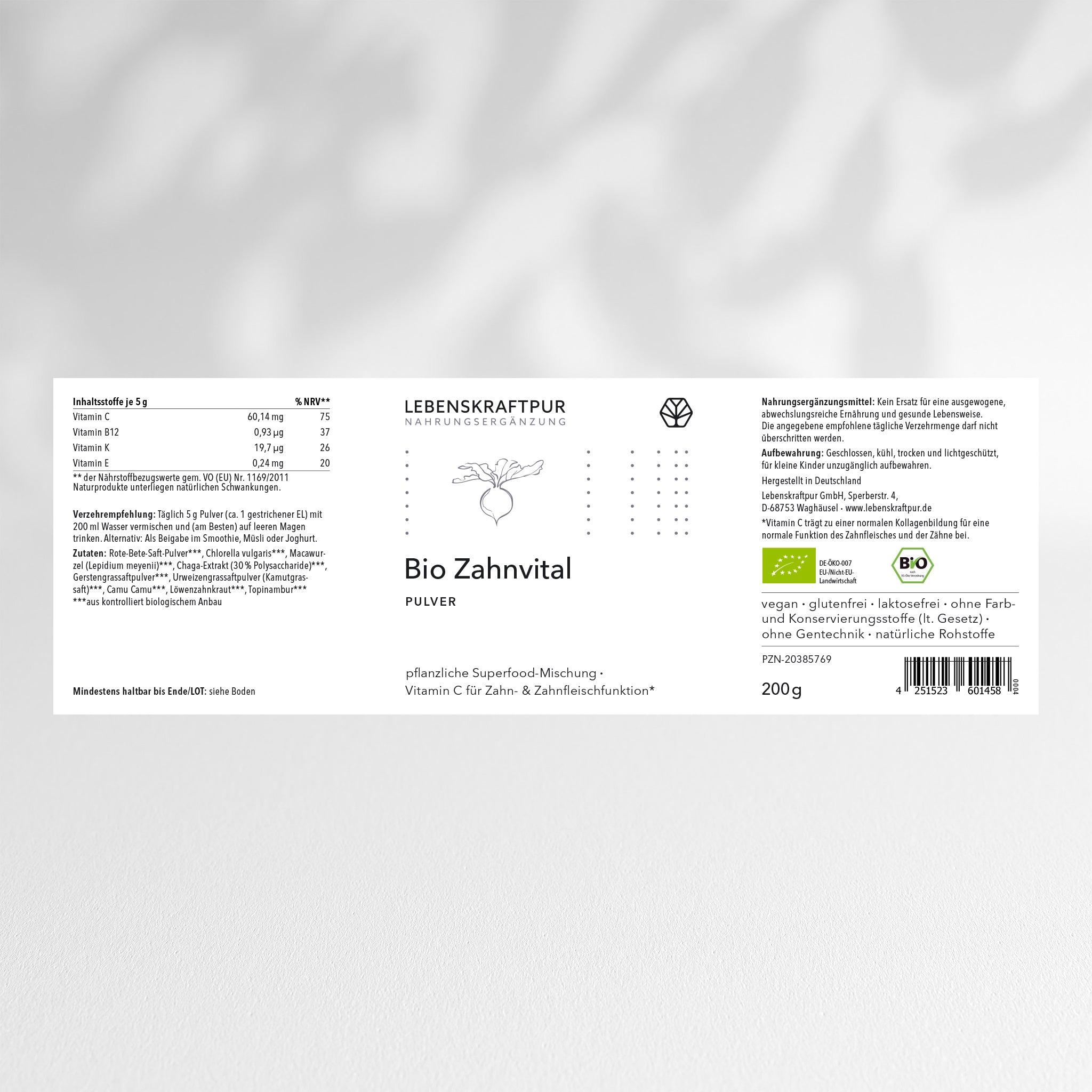 LebenskraftPur Bio Zahnvital Pulver Vitamin C Zähne