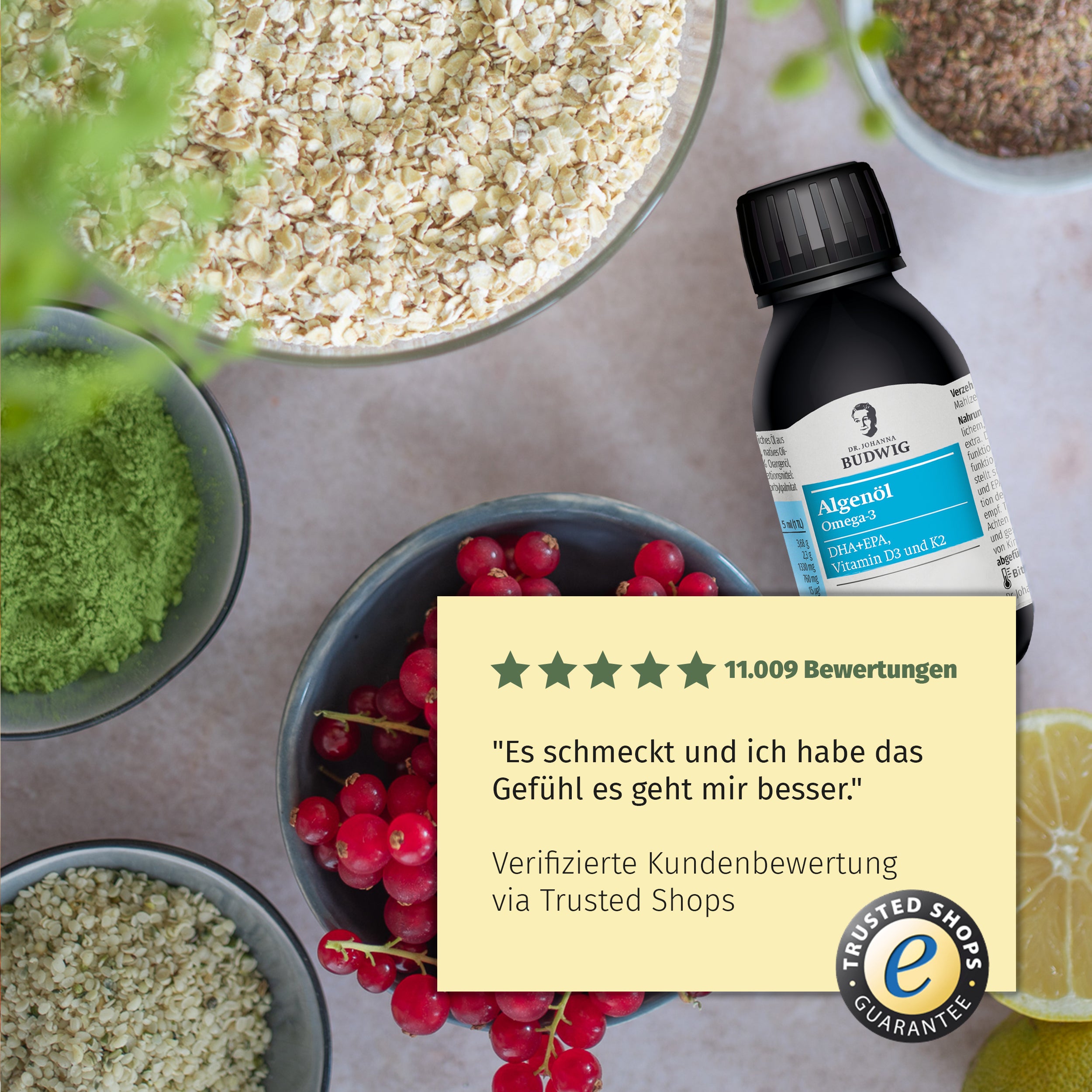 Dr. Johanna Budwig Omega-3 Algenöl Pur Öl Vitamin D3 K2