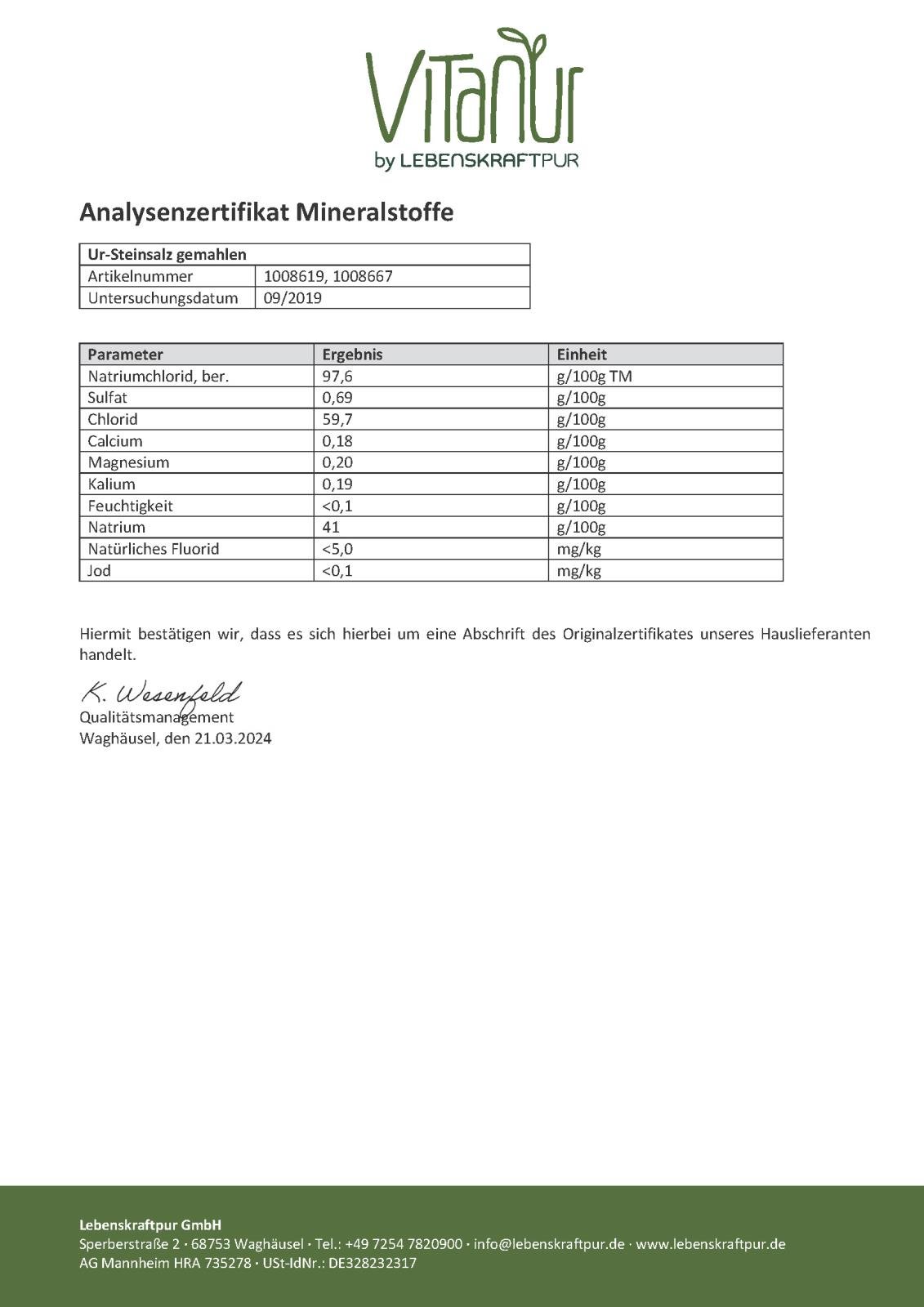 LebenskraftPur Superfood Ur-Steinsalz Gemahlen Himalayasalz 1 kg