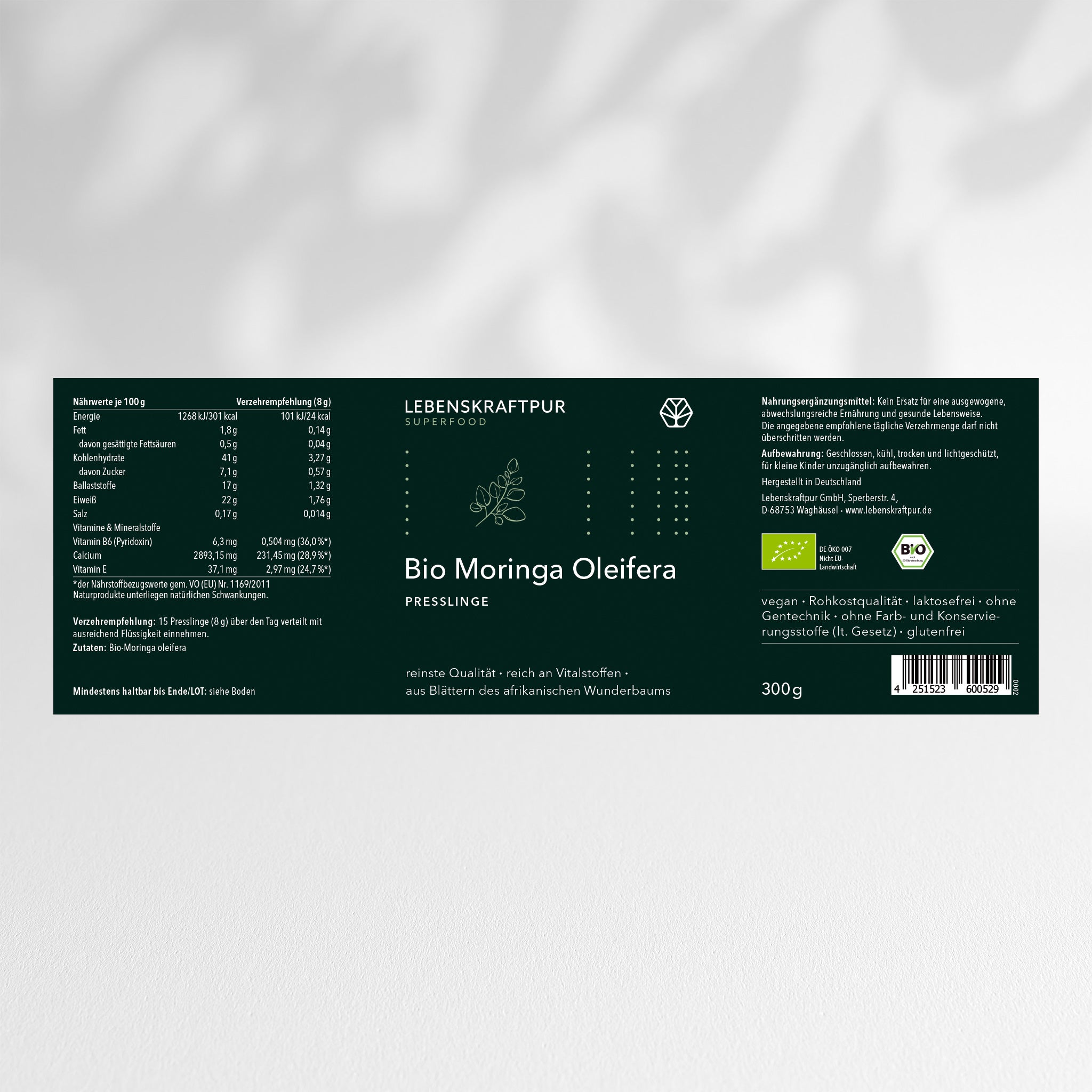 LebenskraftPur Bio Moringa Oleifera Presslinge Tabletten bio