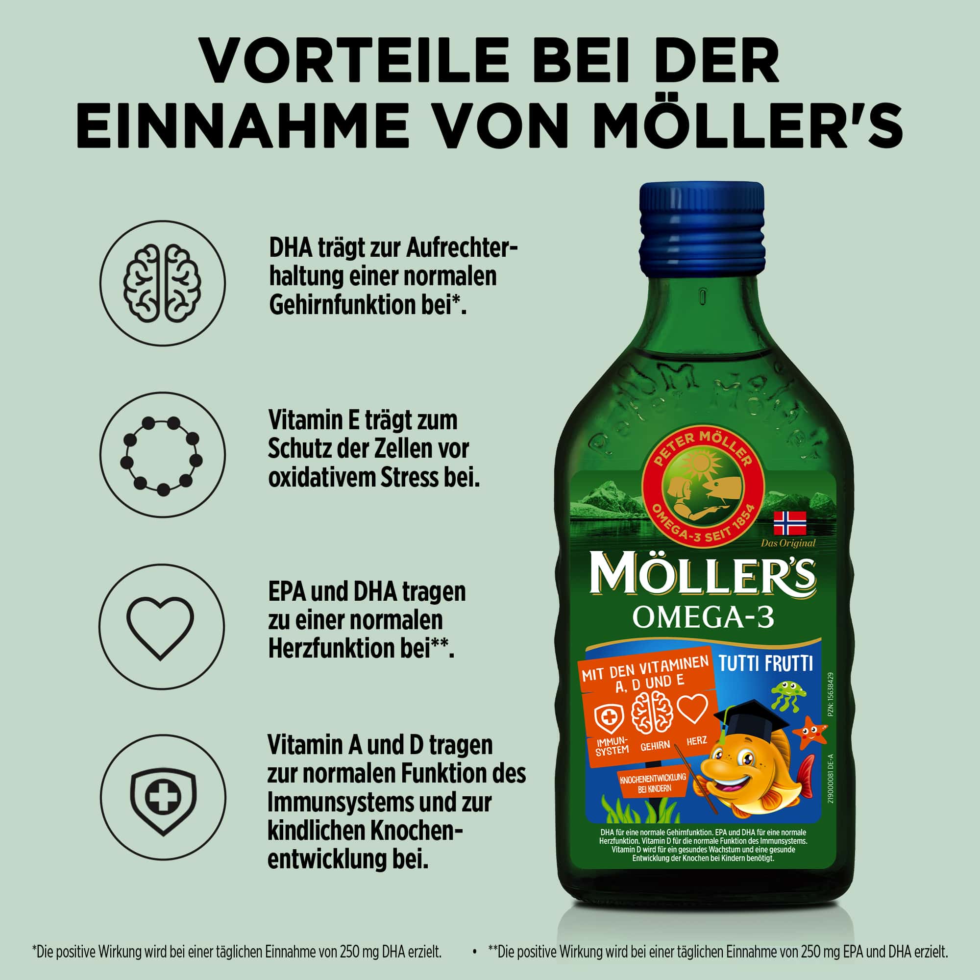 Möller's Cod Liver Oil Lebertran Frucht mit Vitamin A D E