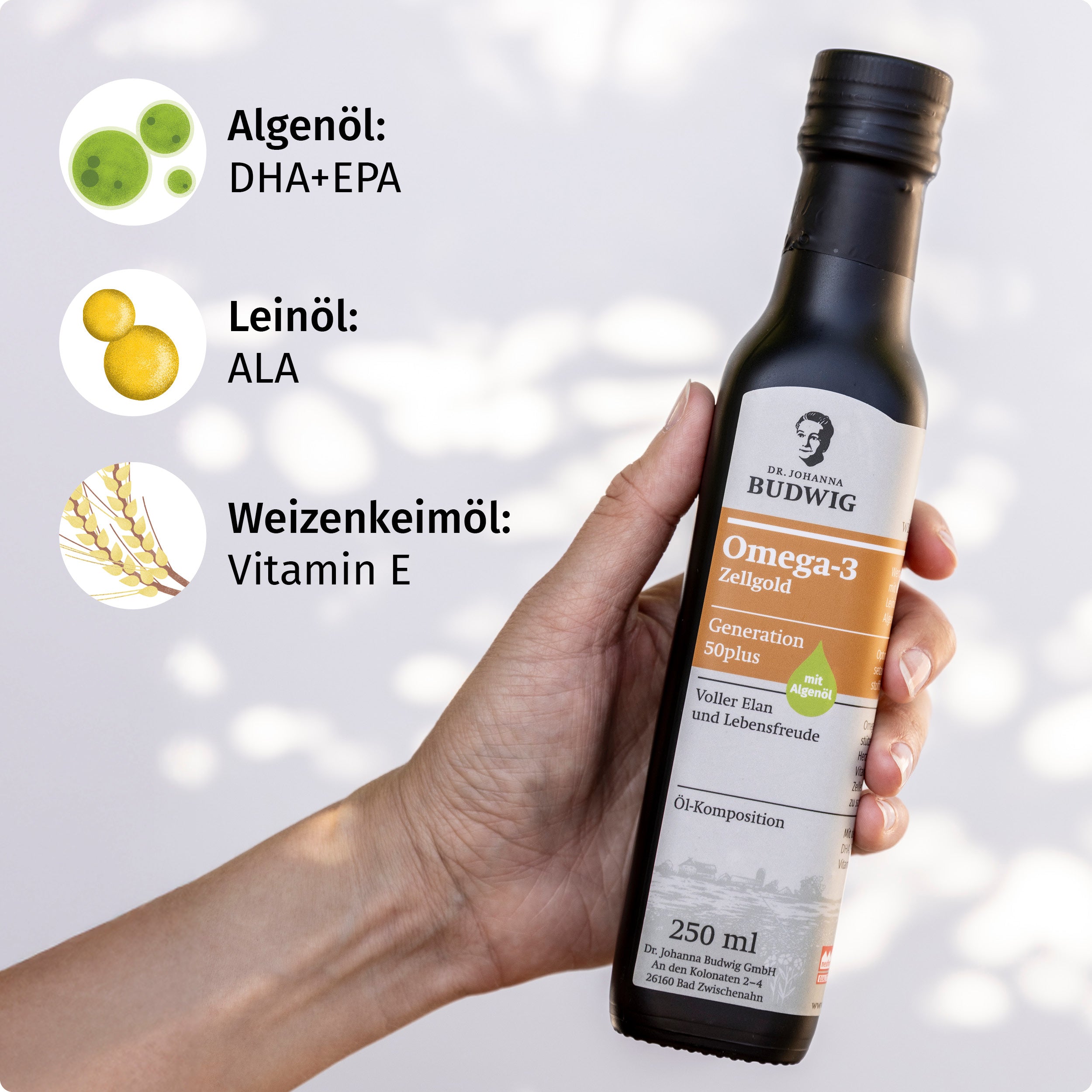 Dr. Johanna Budwig Omega-3 Öle Zellgold 50plus Öl DHA EPA ALA