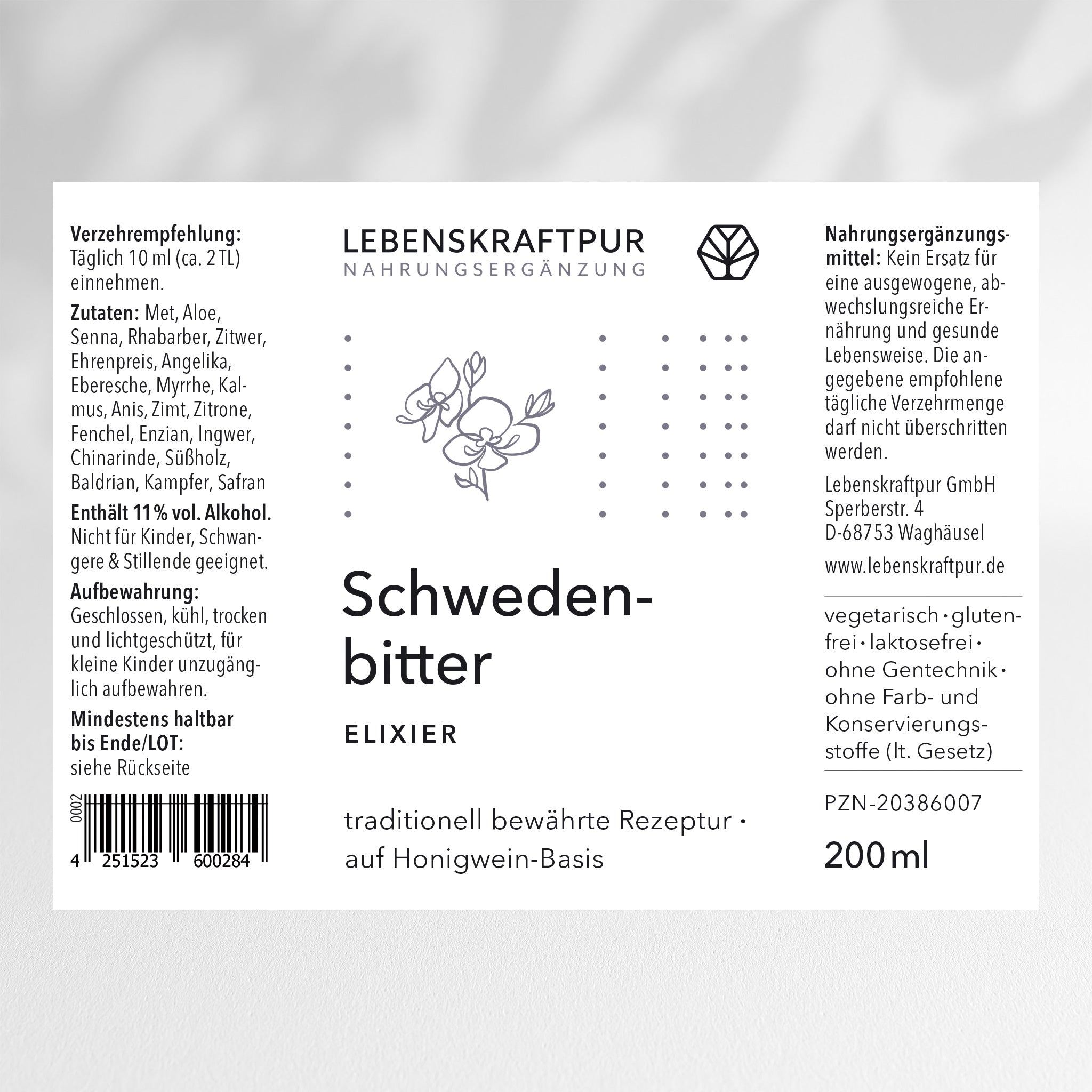 LebenskraftPur Schwedenbitter Elixier Kräuterbitter Honigwein