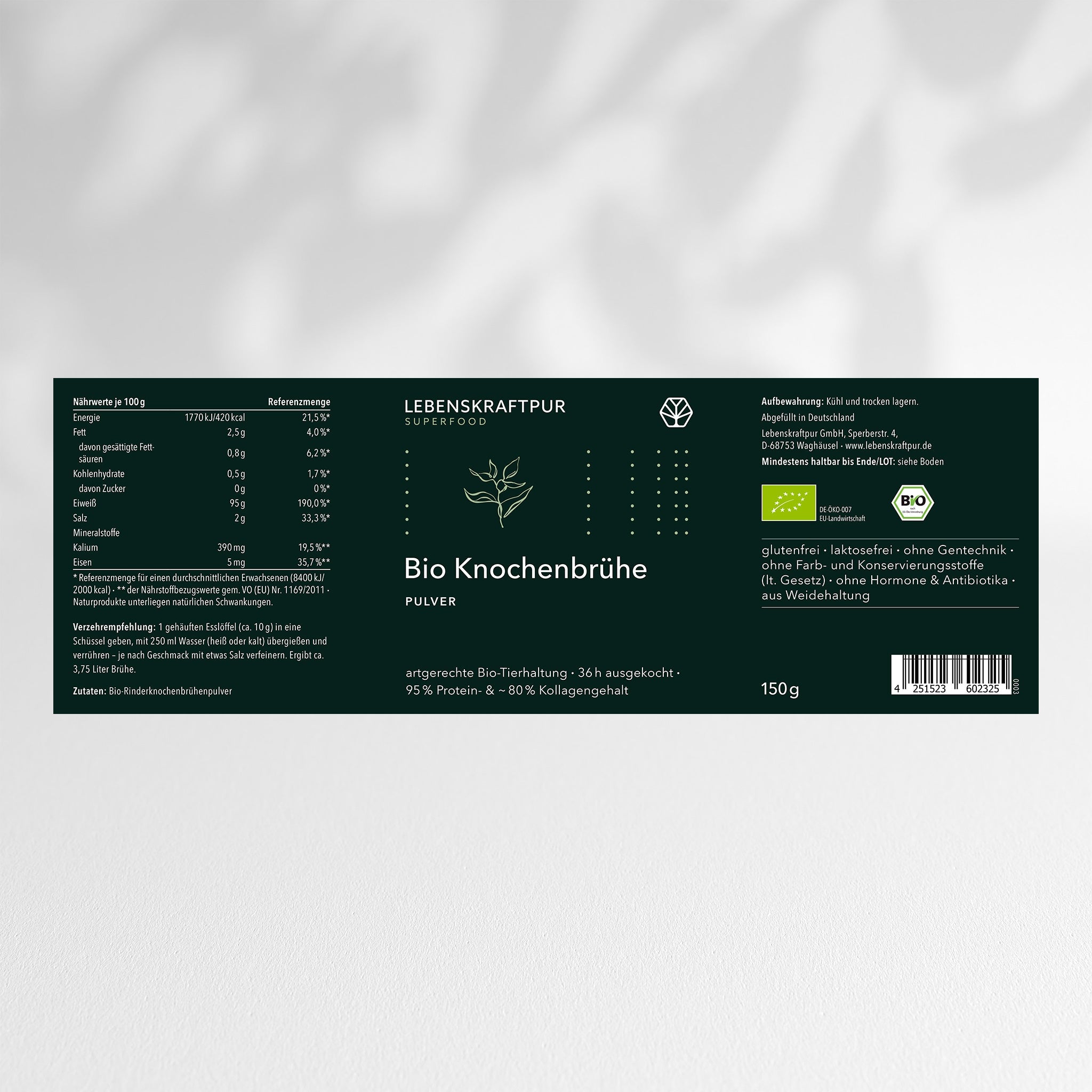 LebenskraftPur Bio Knochenbrühe Pulver Superfood Rind