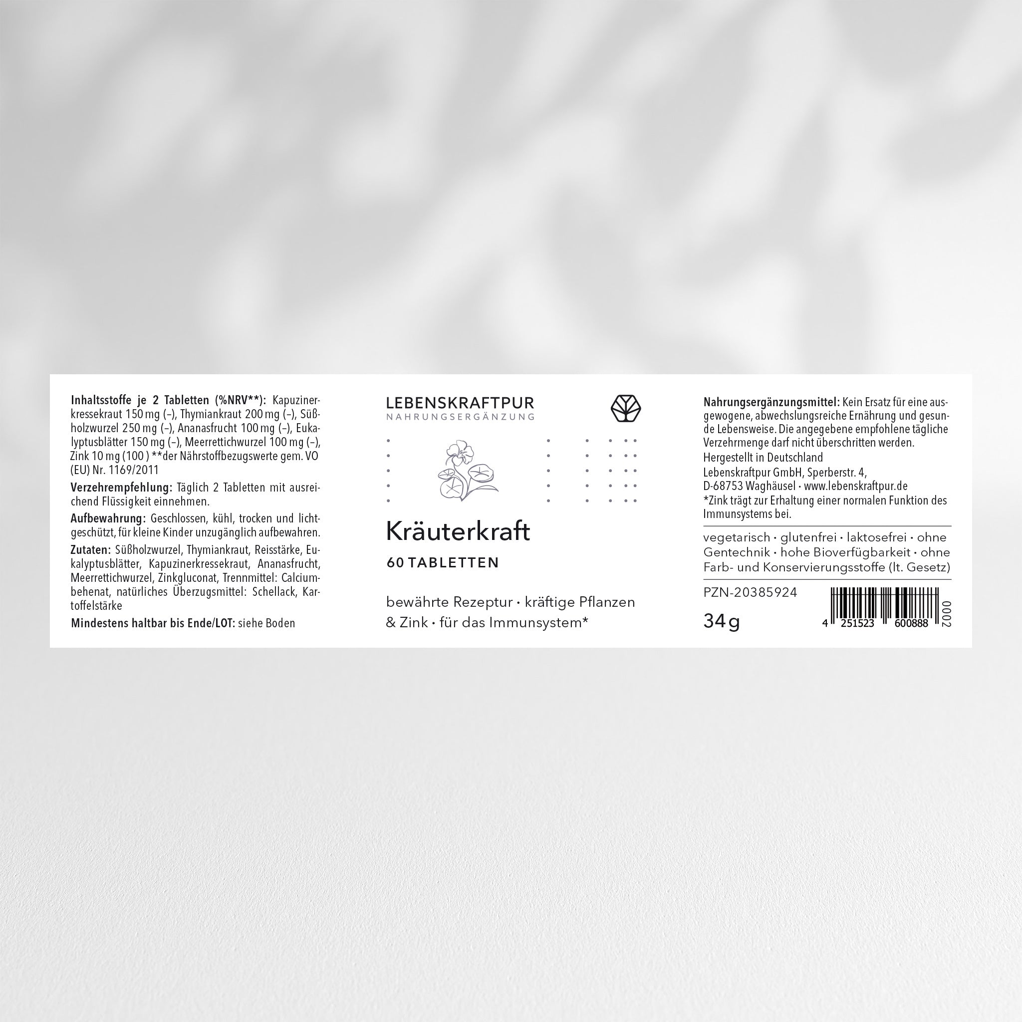 LebenskraftPur Kräuterkraft Tabletten Zink Immunsystem