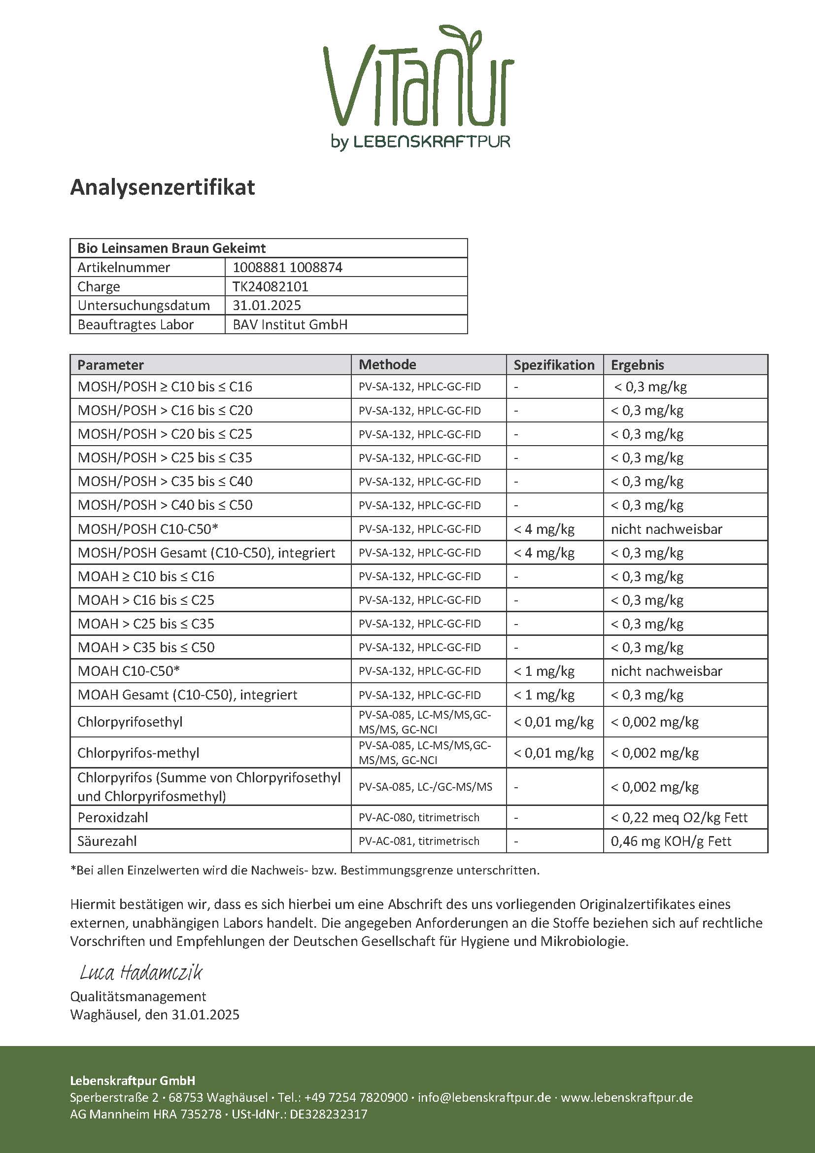 LebenskraftPur Bio Leinsamen Braun Gekeimt 700 g roh