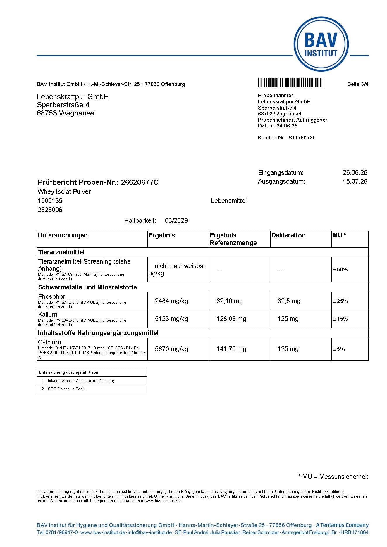 LebenskraftPur Whey Isolat Pulver Weidemilch neutral Protein