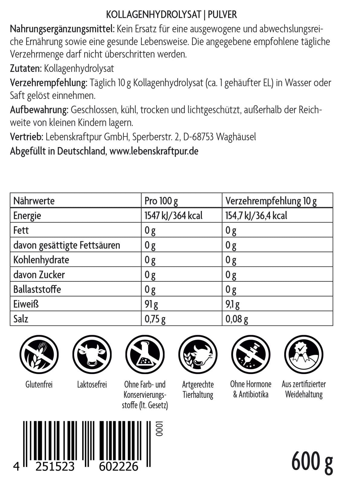 LebenskraftPur L-Tryptophan Kapseln 500 mg 60 Kapseln
