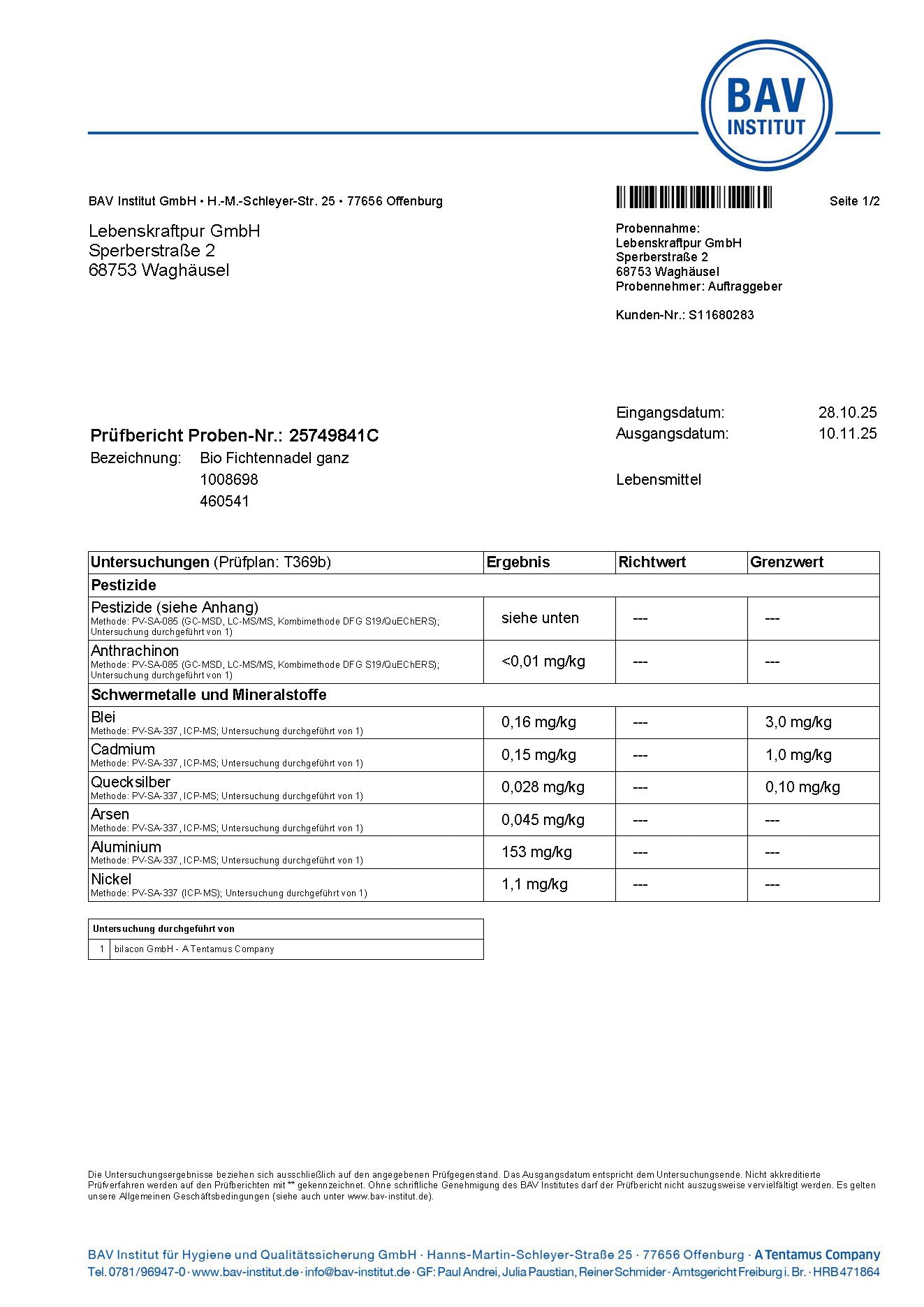 LebenskraftPur Superfood Bio Fichtennadeln Ganz 150 g Tee