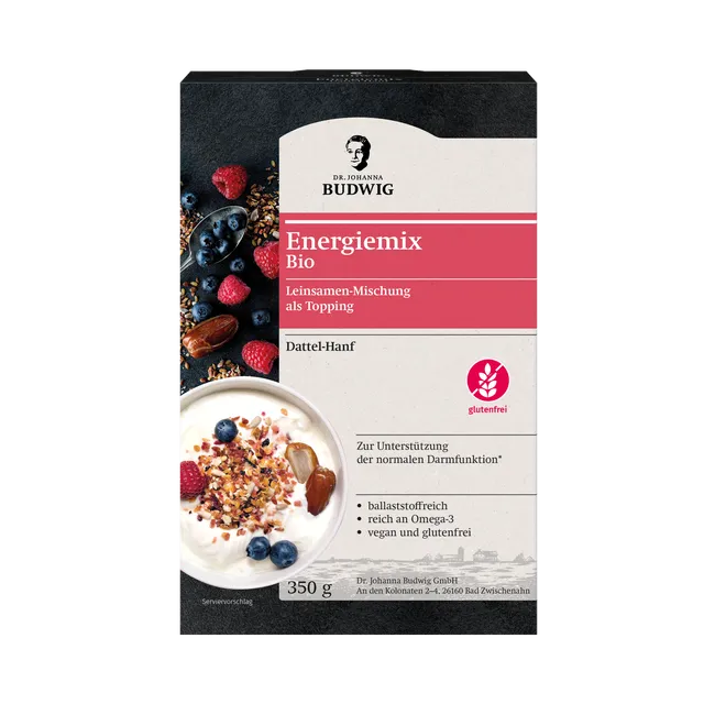 Dr. Johanna Budwig Leinsamen Energiemix Dattel-Hanf 350 g