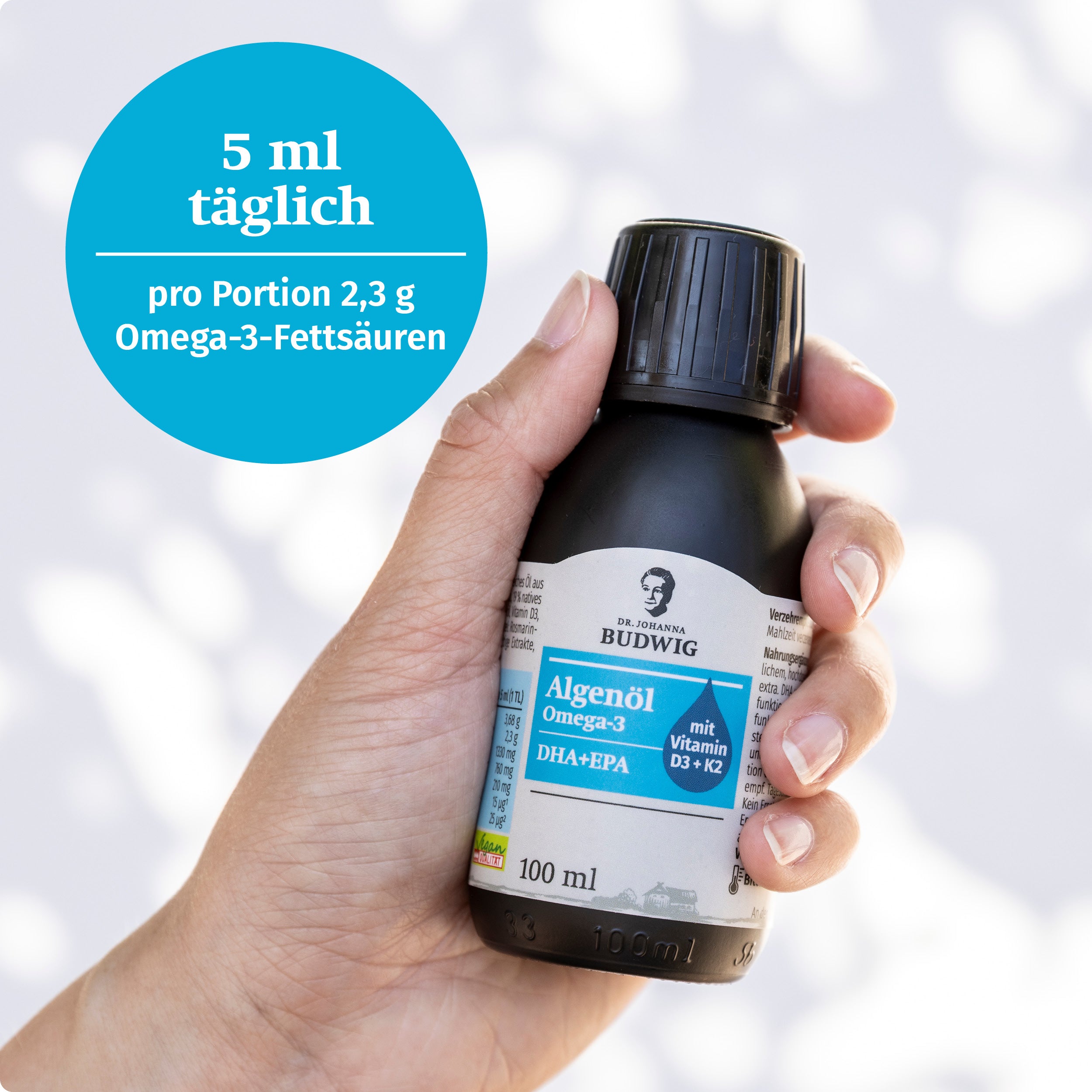 Dr. Johanna Budwig Omega-3 Algenöl Pur Öl Vitamin D3 K2
