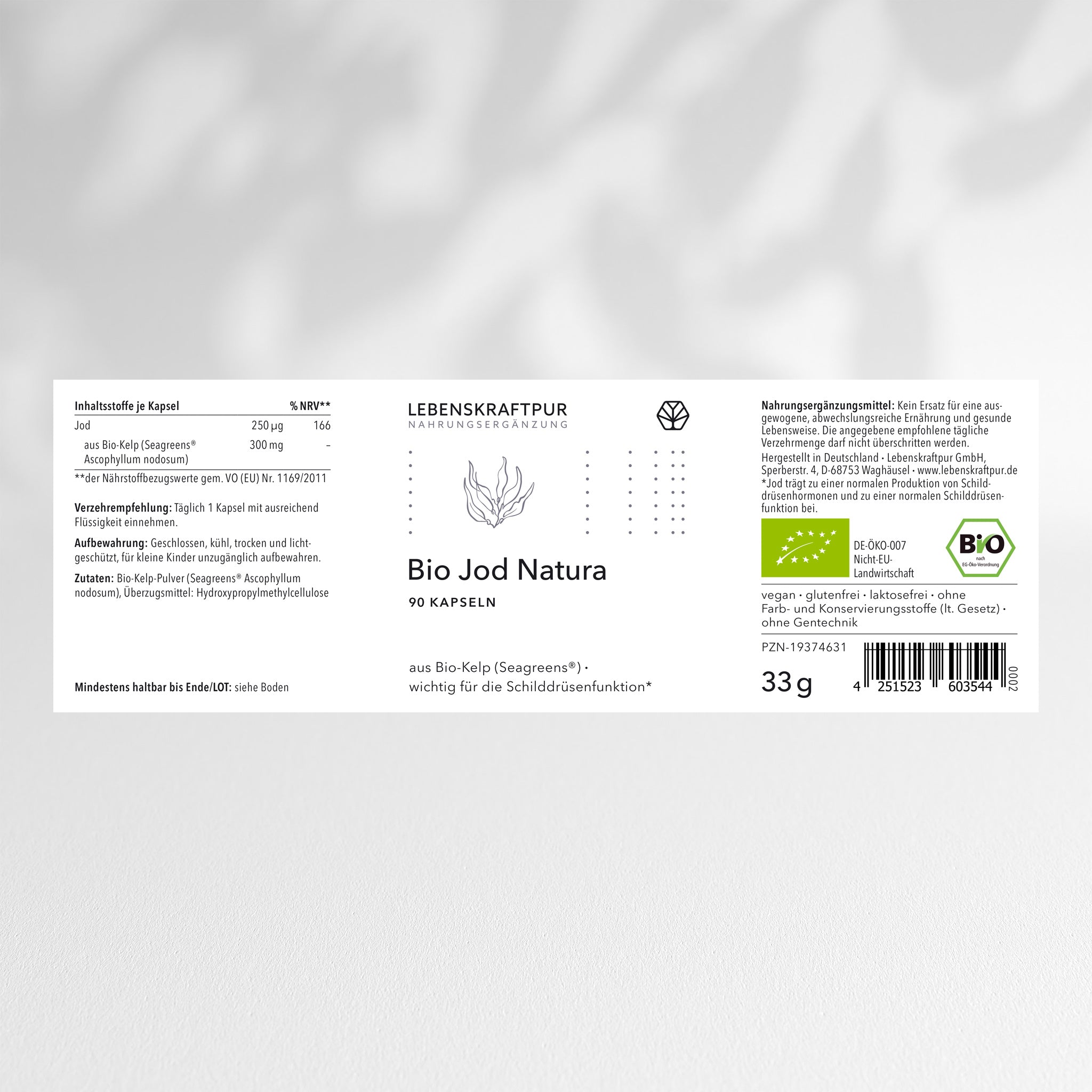 LebenskraftPur Bio Jod Natura Kapseln aus Kelp vegan