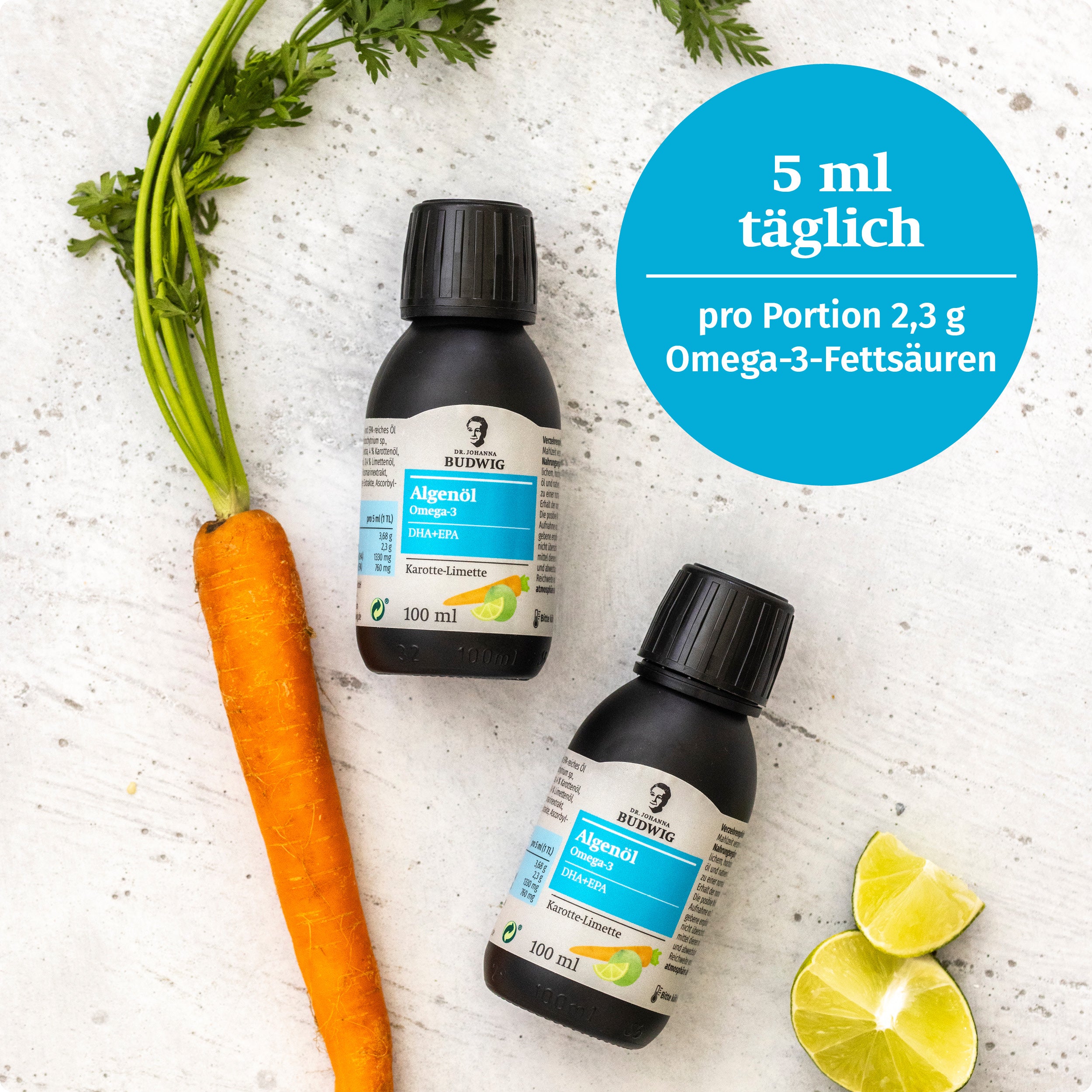 Dr. Johanna Budwig Omega-3 Algenöl Karotte-Limette DHA