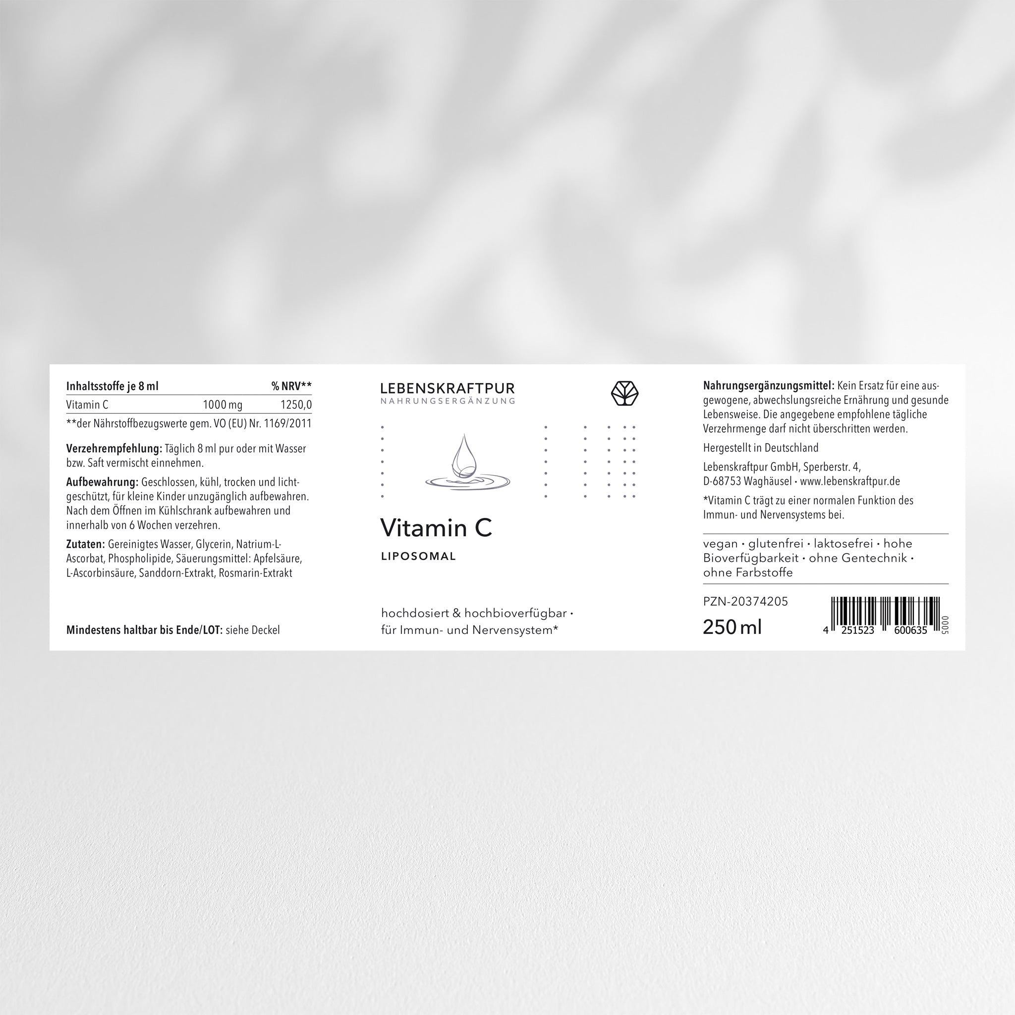 LebenskraftPur Vitamin C Liposomal Flüssig 1000 mg vegan