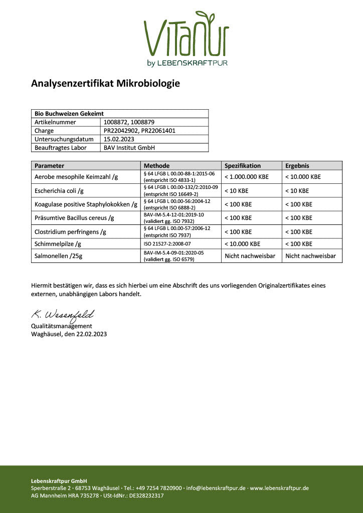 LebenskraftPur Bio Buchweizen Gekeimt 350 g Rohkost vegan