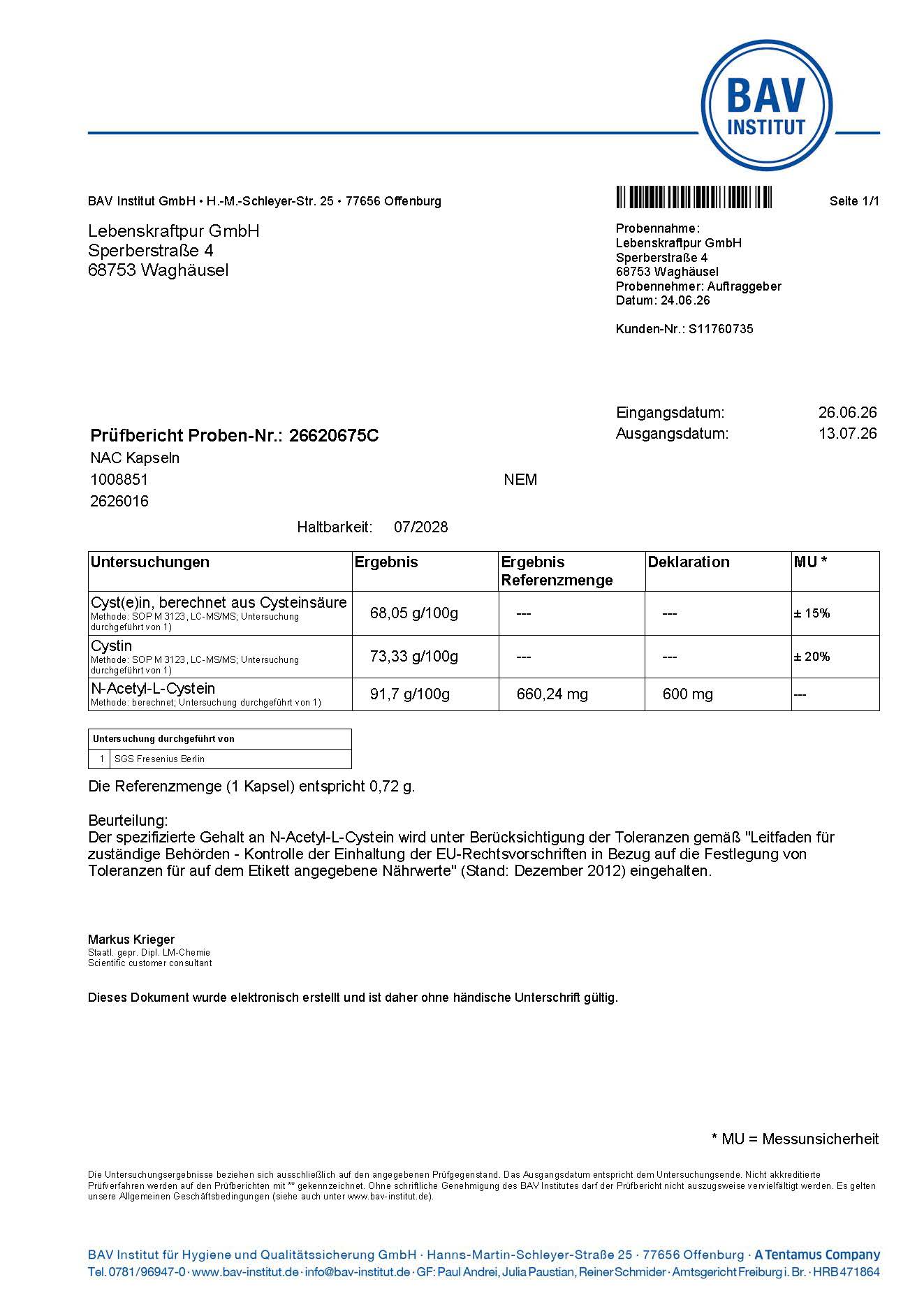 LebenskraftPur NAC 600 mg Kapseln 120 Kapseln vegan
