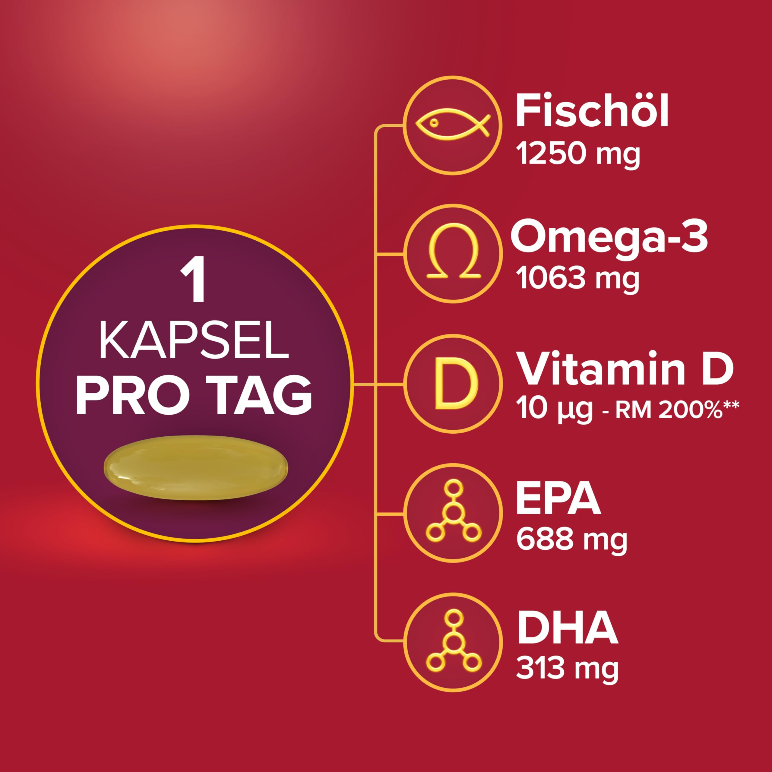 Seven Seas Max Strength Omega-3 Fischöl 30 Kapseln Vitamin D