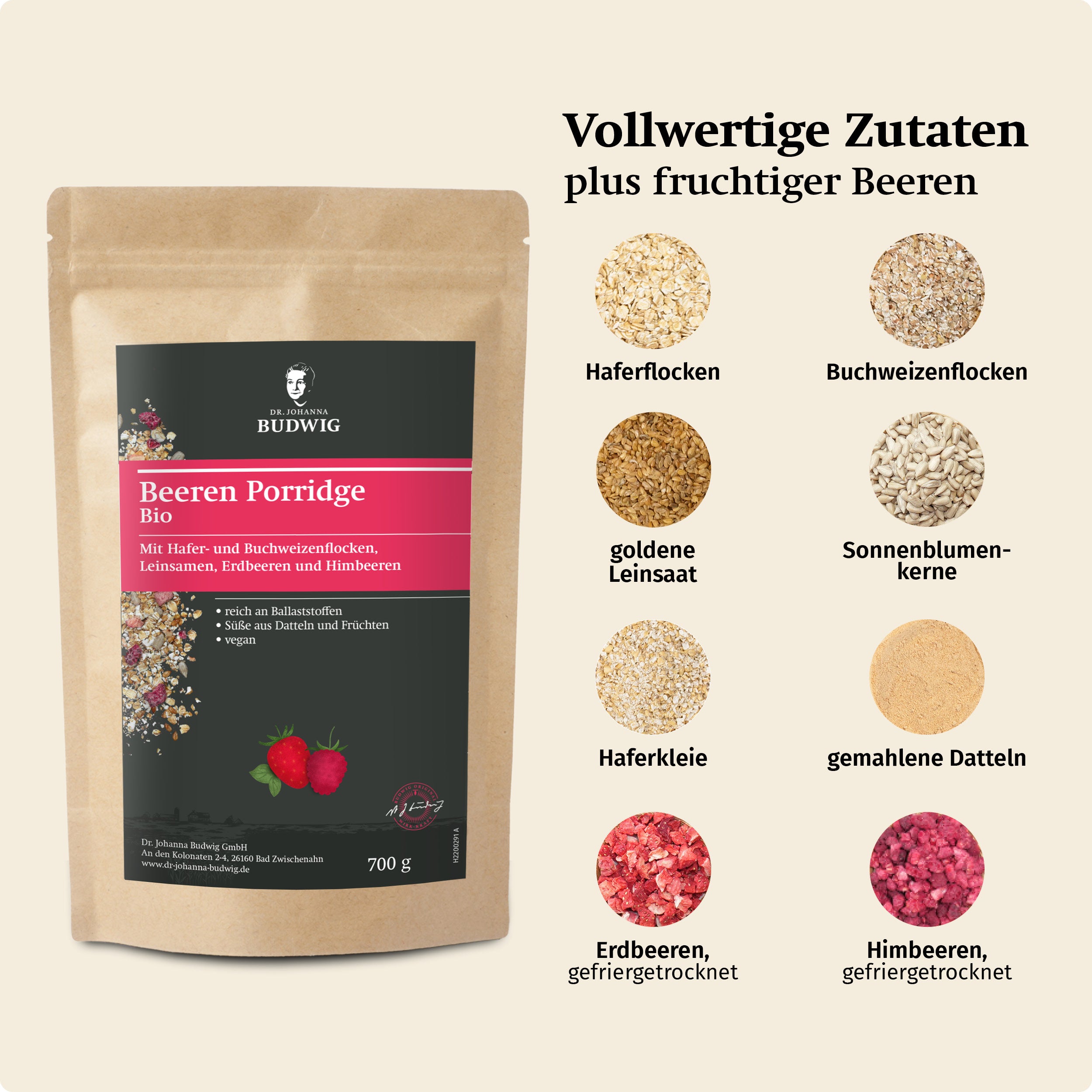 Dr. Johanna Budwig Vorteilspakete Beeren Porridge Kennenlern-Paket