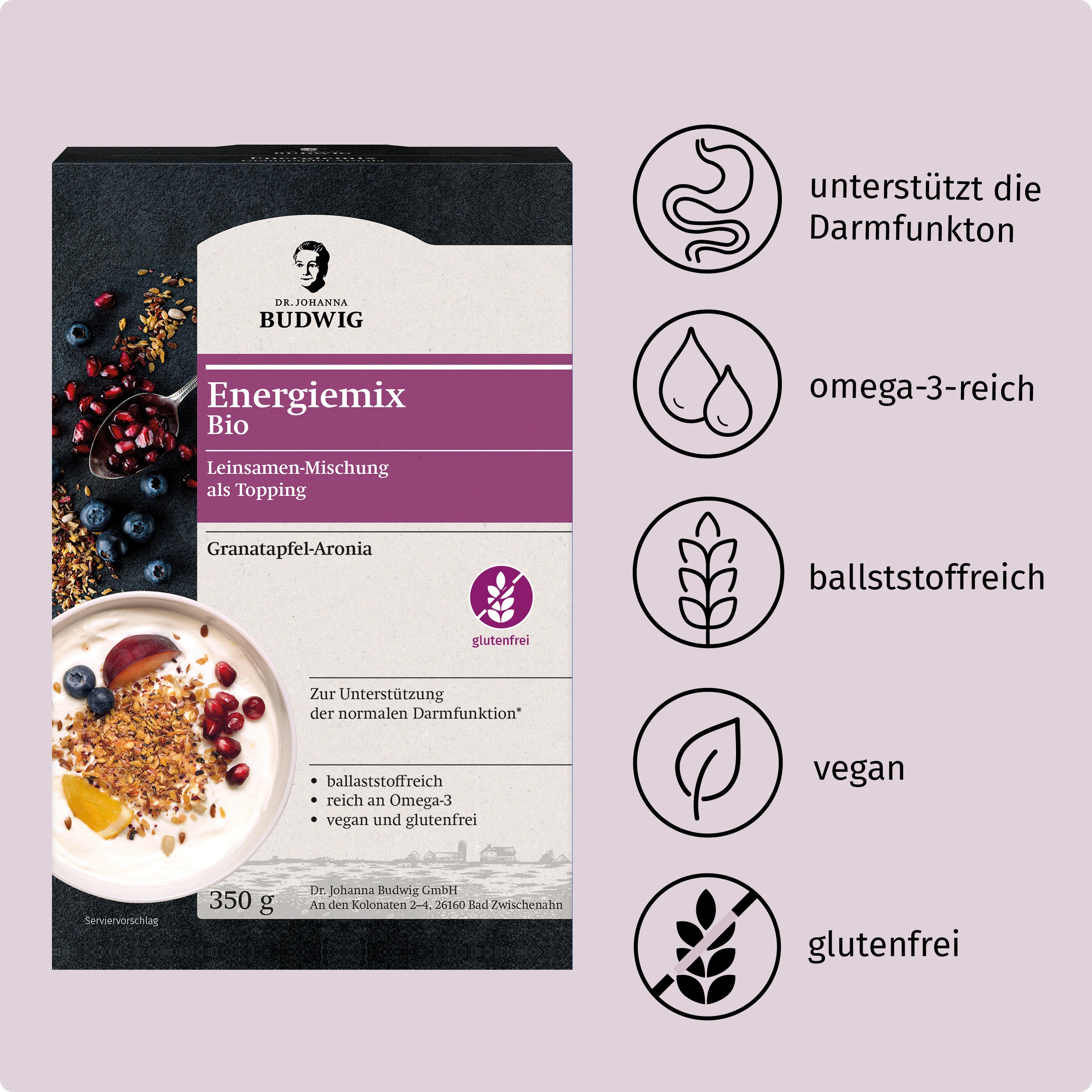 Dr. Johanna Budwig Energiemix Granatapfel-Aronia 350 g