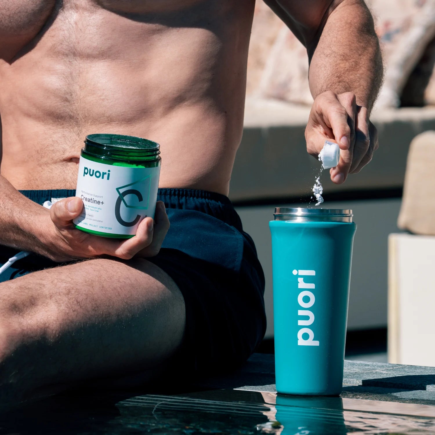 Puori Protein Powder Shaker Bottle Edelstahl 750 ml