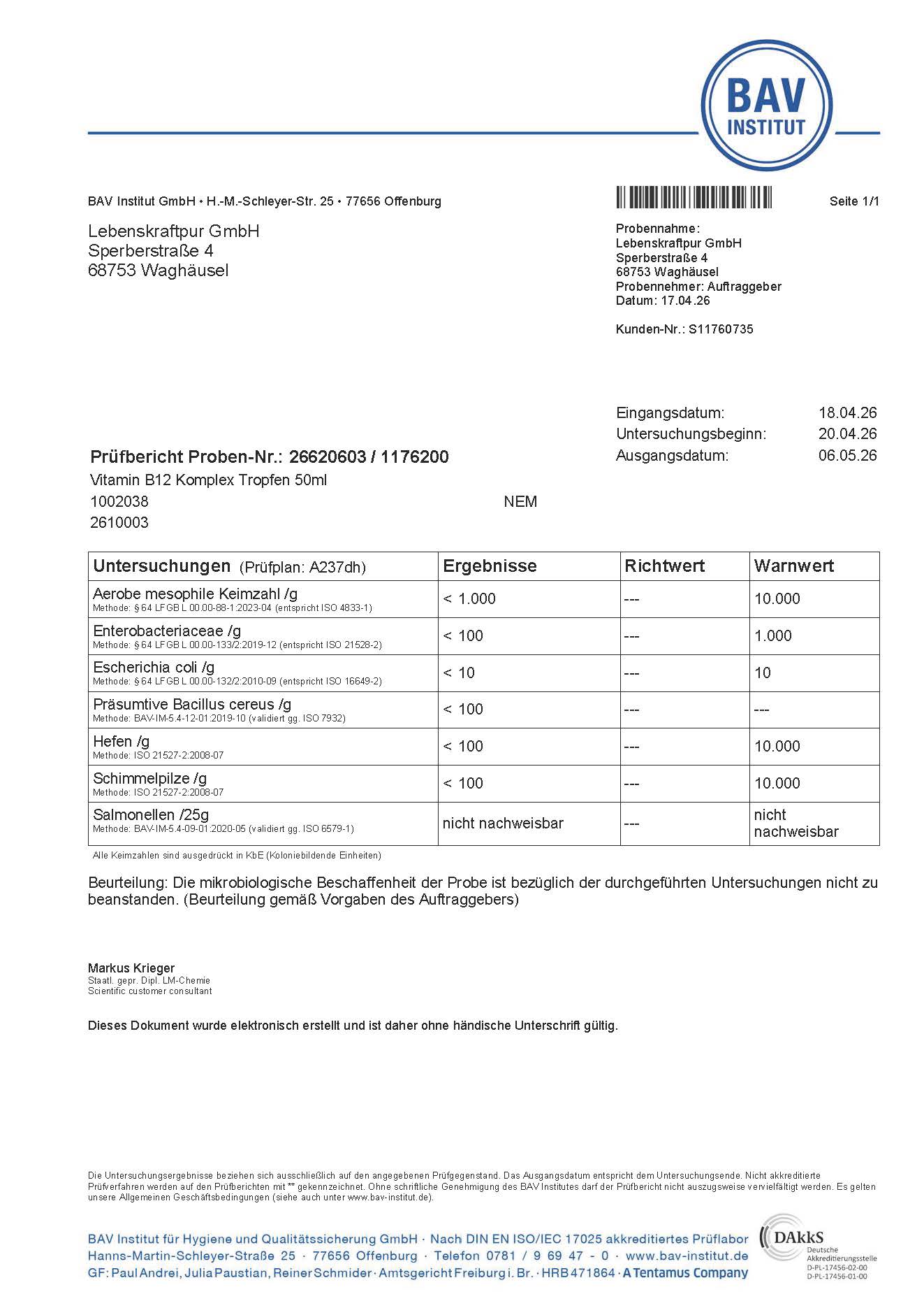 LebenskraftPur Vitamin B12 Komplex Tropfen 200 µg vegan