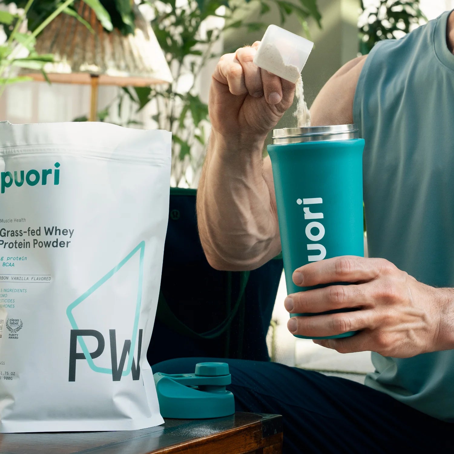 Puori Protein Powder Shaker Bottle Edelstahl 750 ml