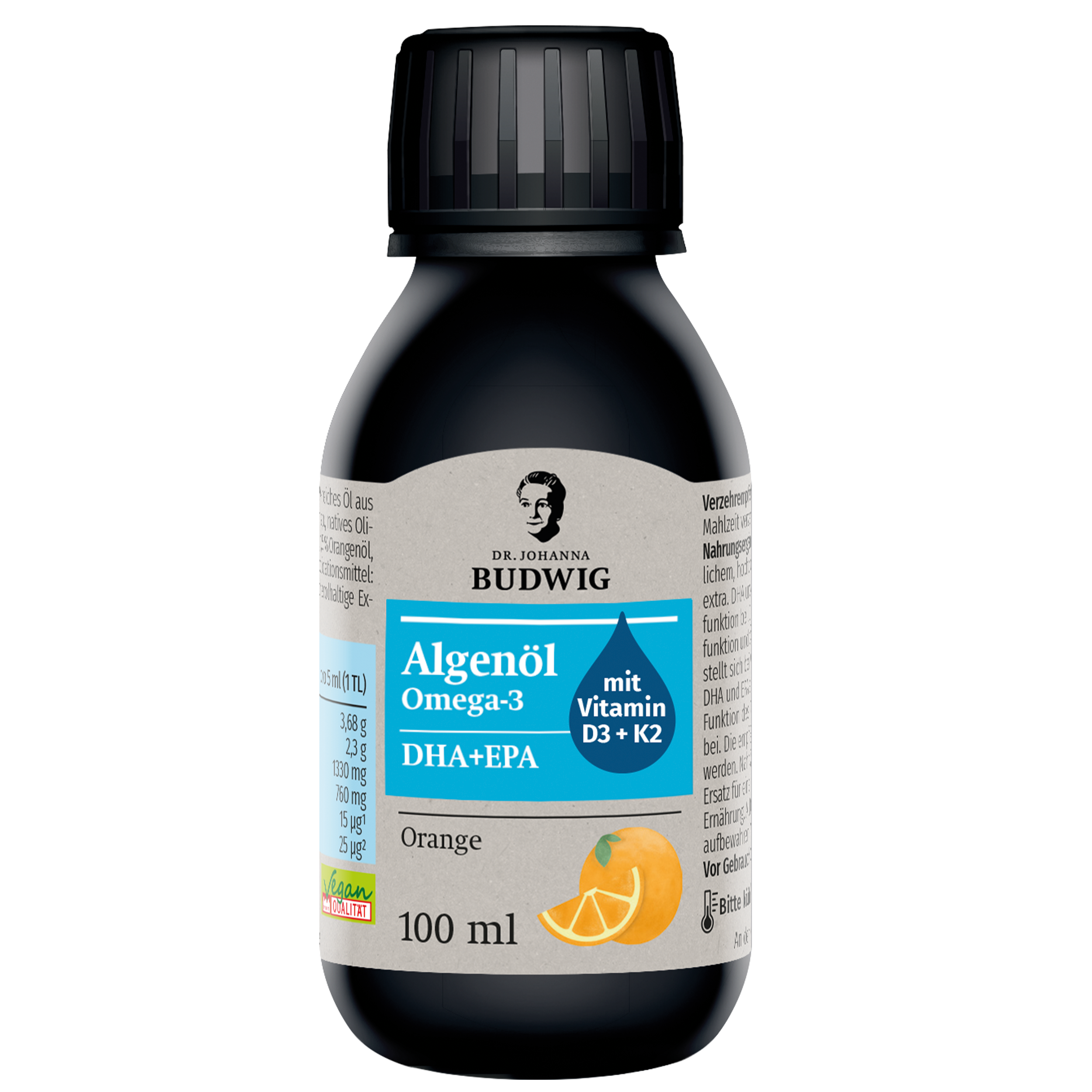 Dr. Budwig Omega-3 Algenöl Orange D3 K2 Öl