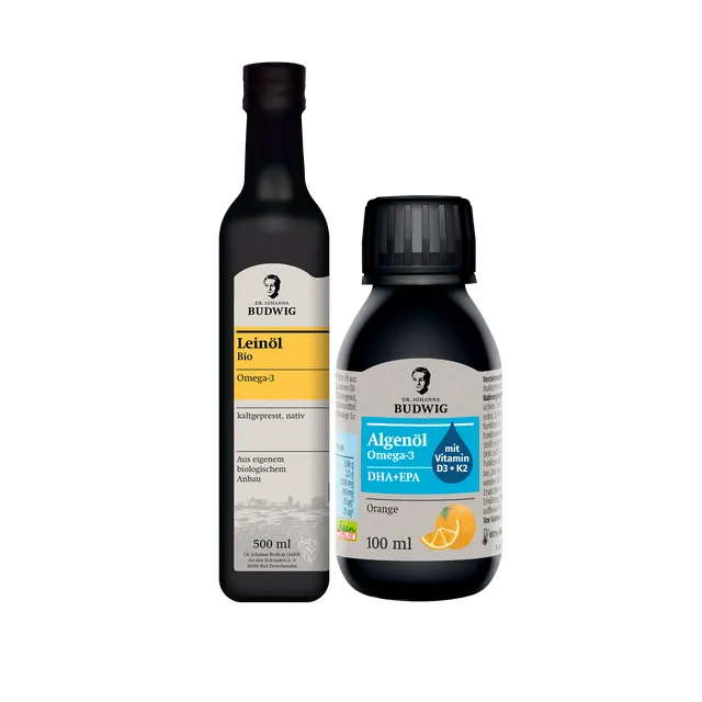 Dr. Johanna Budwig Kossis Omega-3 Paket Leinöl Algenöl