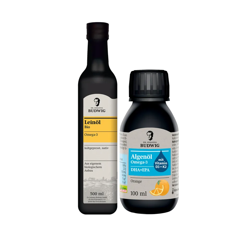 Dr. Johanna Budwig Kossis Omega-3 Paket Leinöl Algenöl