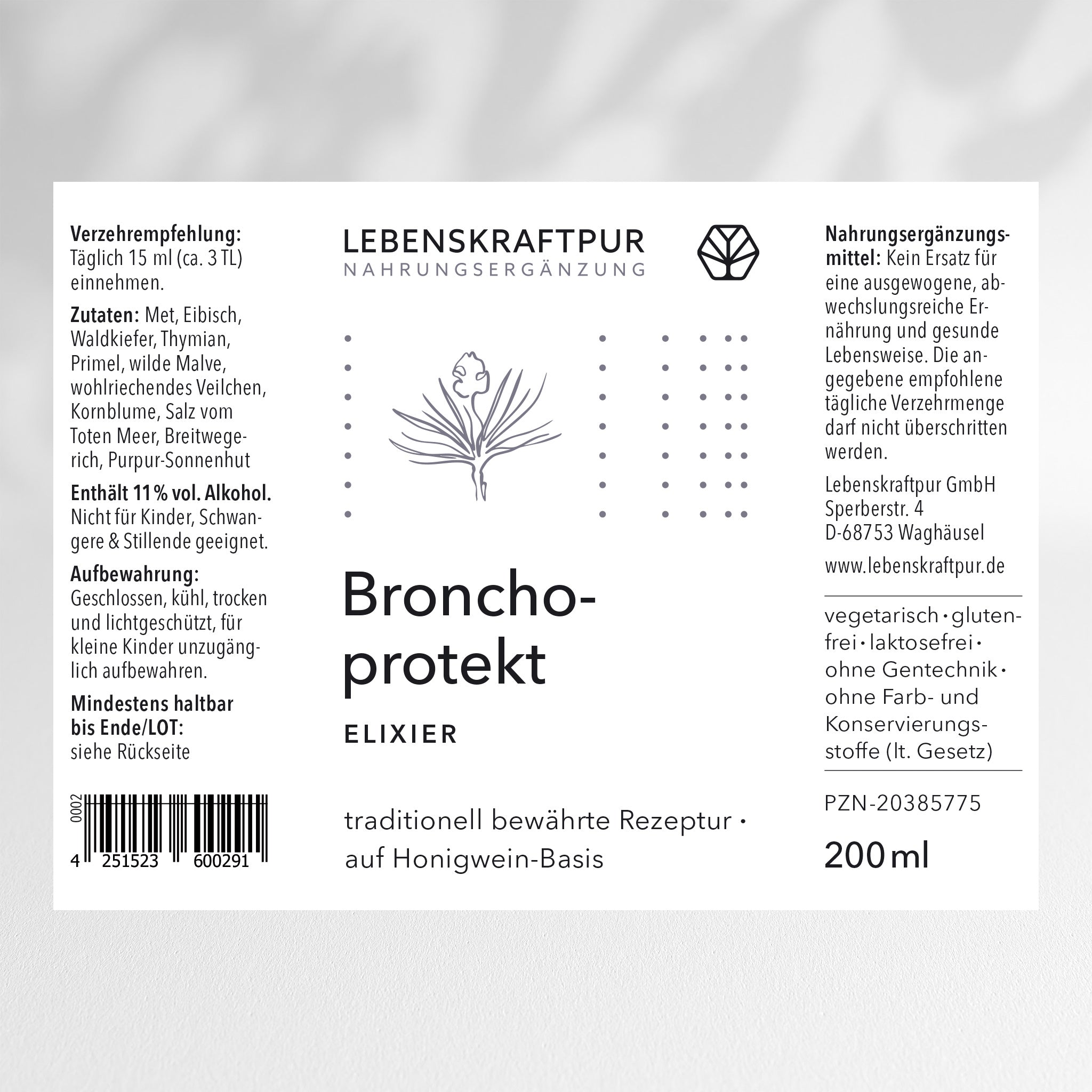 LebenskraftPur Bronchoprotekt Elixier Erkältungstrunk Thymian Eibisch