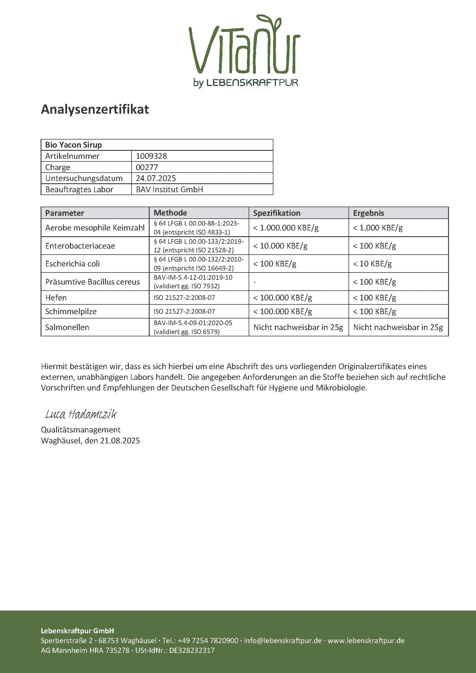 LebenskraftPur Superfood Bio Yacon Sirup Zuckeralternative