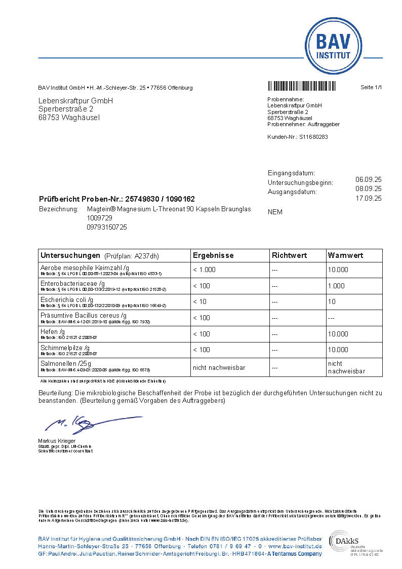 LebenskraftPur Magtein Magnesium L-Threonat Kapseln vegan