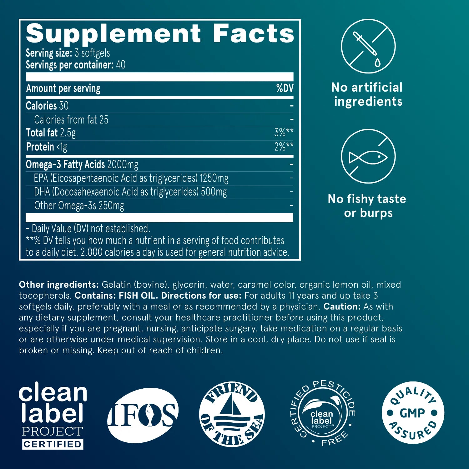Puori O3 Omega-3 Fischöl Kapseln 120 Stück EPA DHA