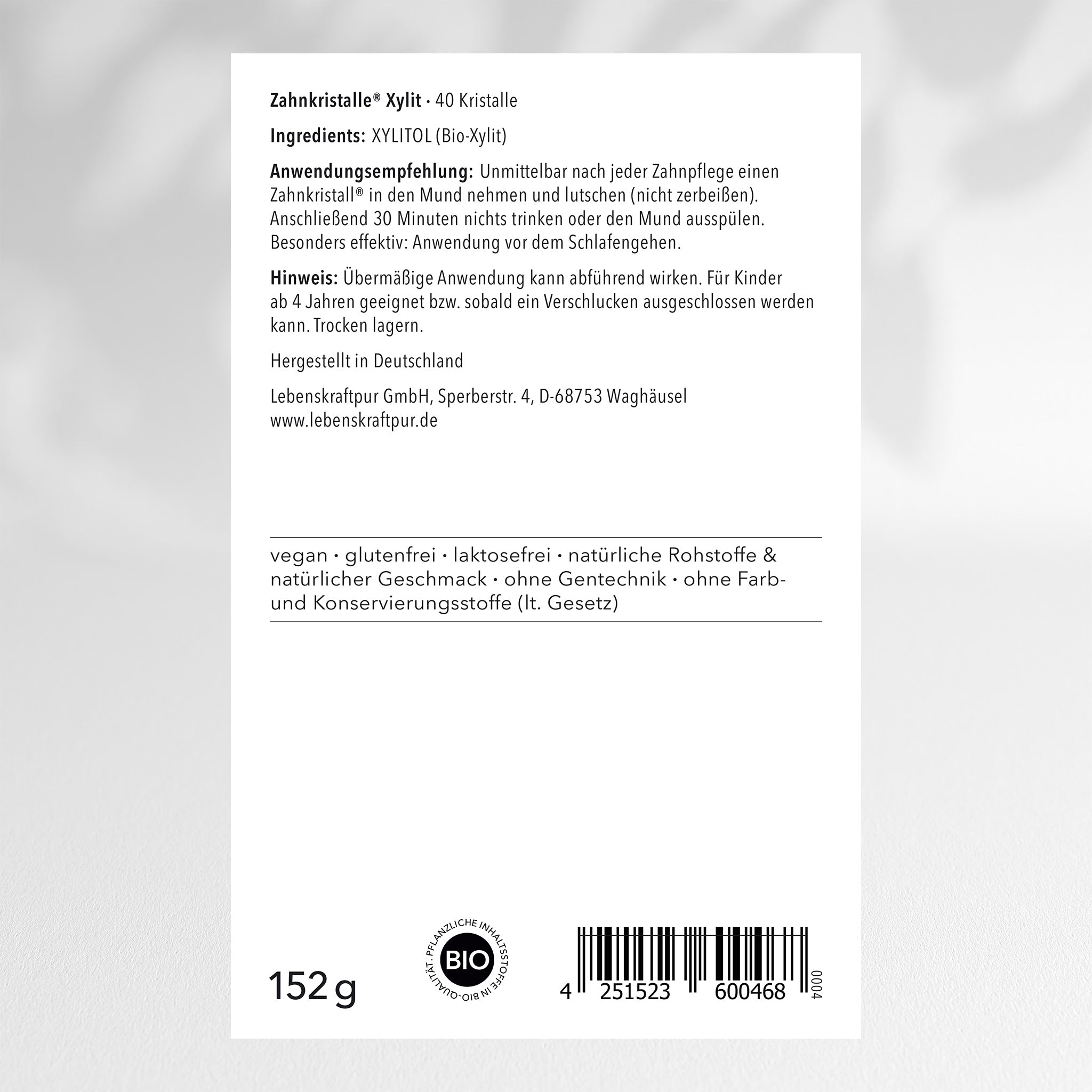 LebenskraftPur Zahnkristalle Xylit Bonbons Birkenzucker vegan