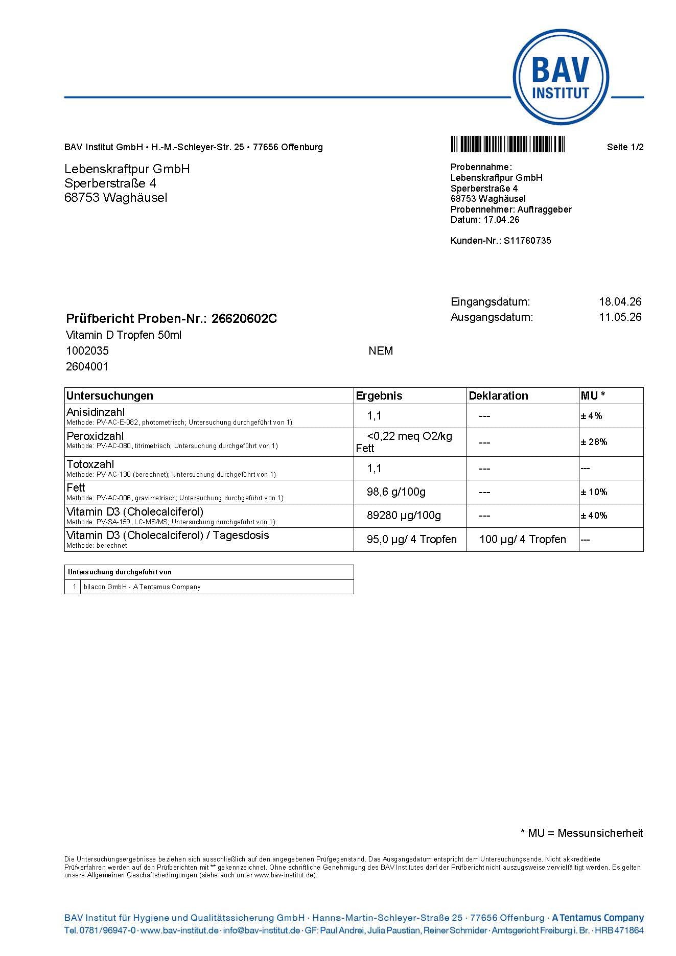 LebenskraftPur Vitamin D Tropfen 1000 IE MCT-Öl Immunsystem