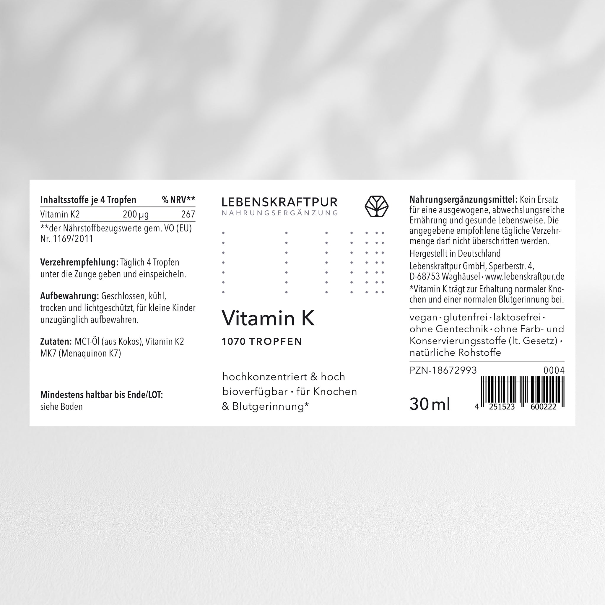 LebenskraftPur Vitamin D Box D3 K2 Set mit Magnesium