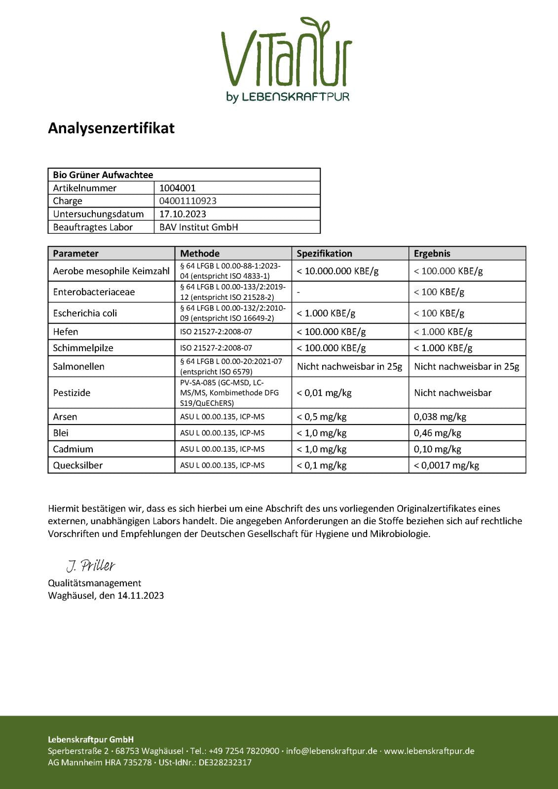 LebenskraftPur Bio Grüner Aufwachtee Teemischung lose Ingwer