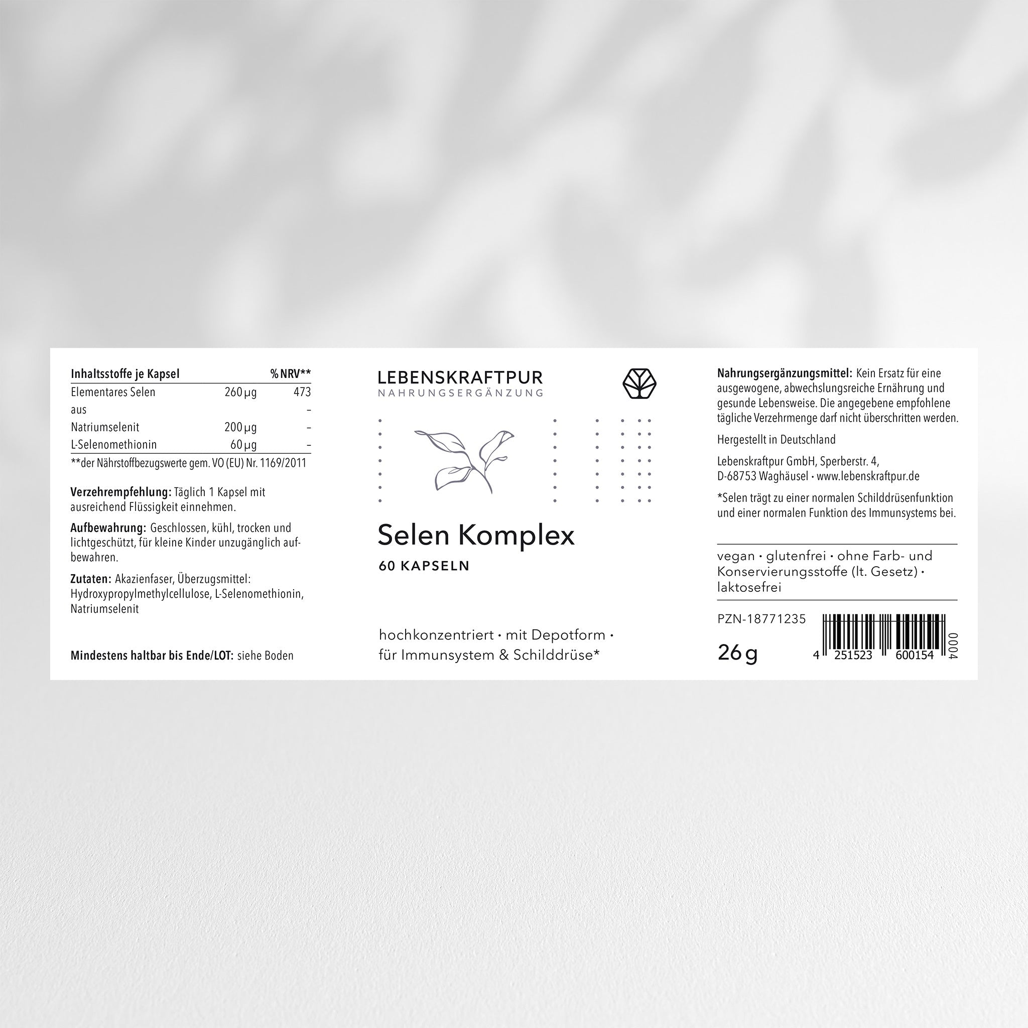 LebenskraftPur Selen Komplex Kapseln Selen 260 µg vegan