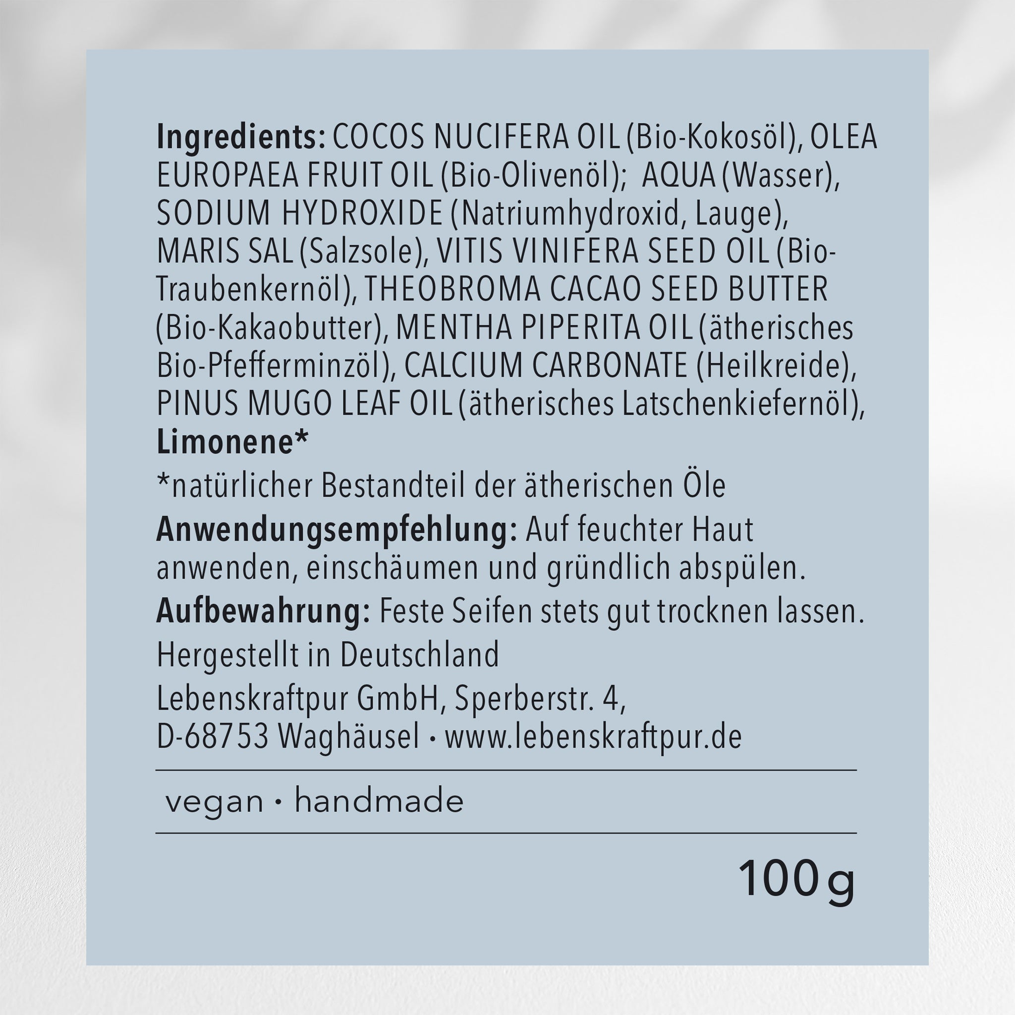 LebenskraftPur Duschseife Waldfrische Pfefferminz Seife vegan