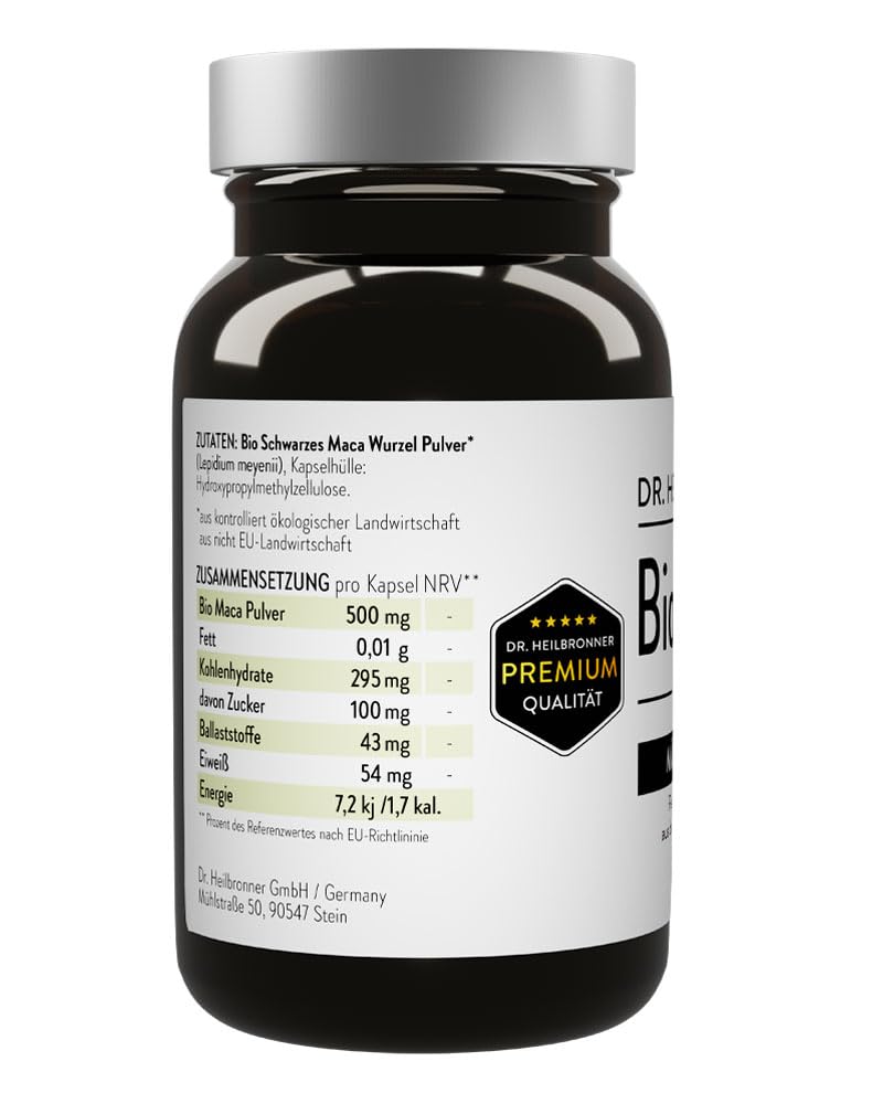 Dr. Heilbronner Vitalstoffe Bio Maca-schwarz-Kapseln 120 Kapseln vegan