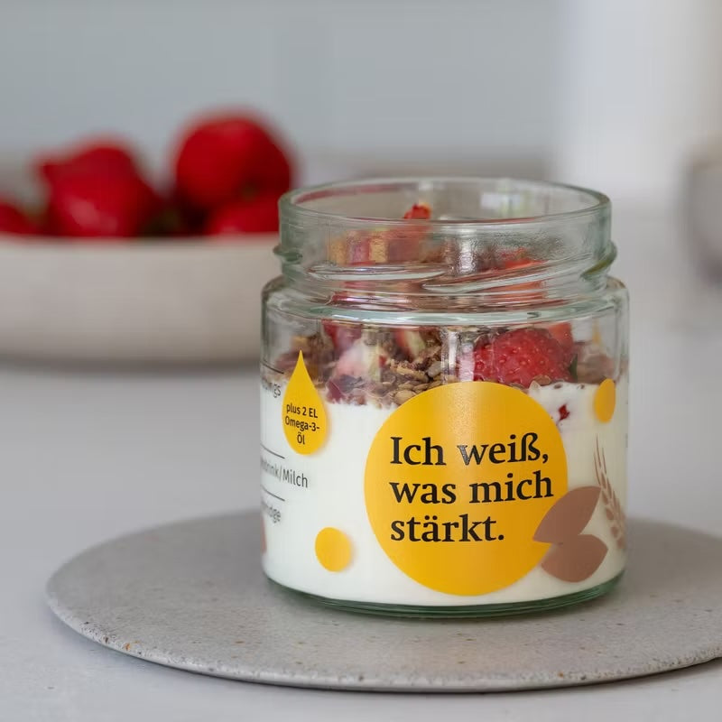 Dr. Johanna Budwig Frühstücksglas 300 ml mit Deckel