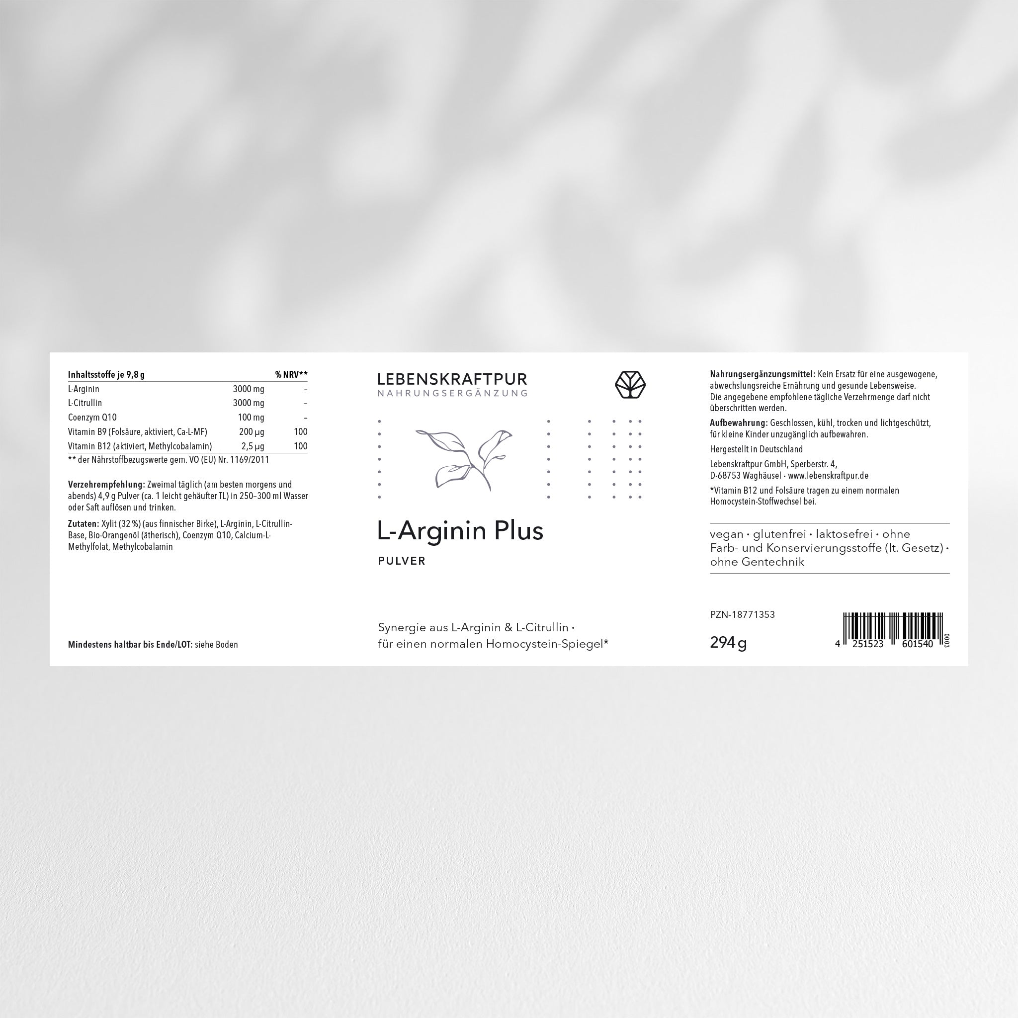 LebenskraftPur L-Arginin Plus Pulver Aminosäuren mit Citrullin